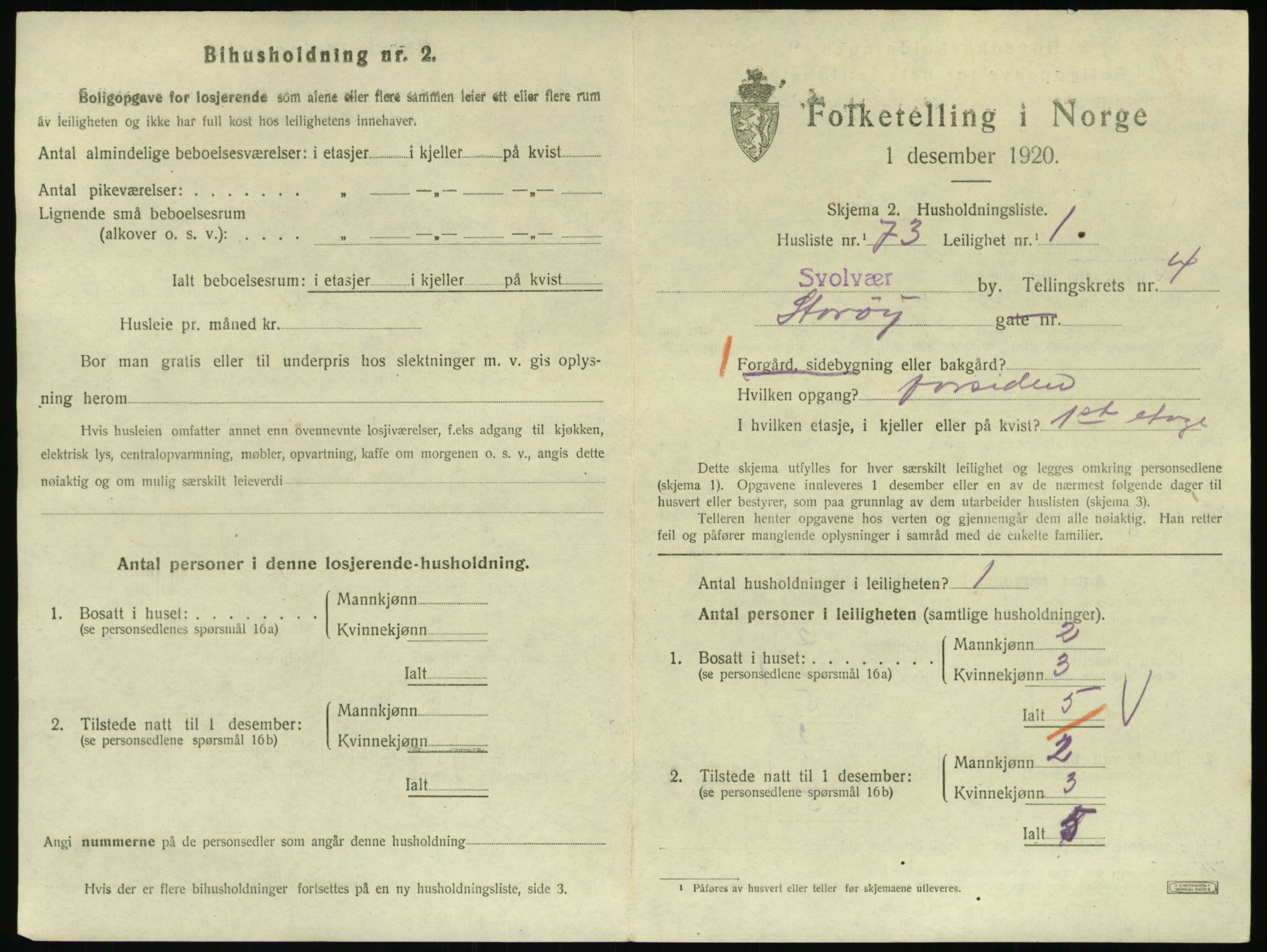 SAT, Folketelling 1920 for 1806 Svolvær kjøpstad, 1920, s. 1744