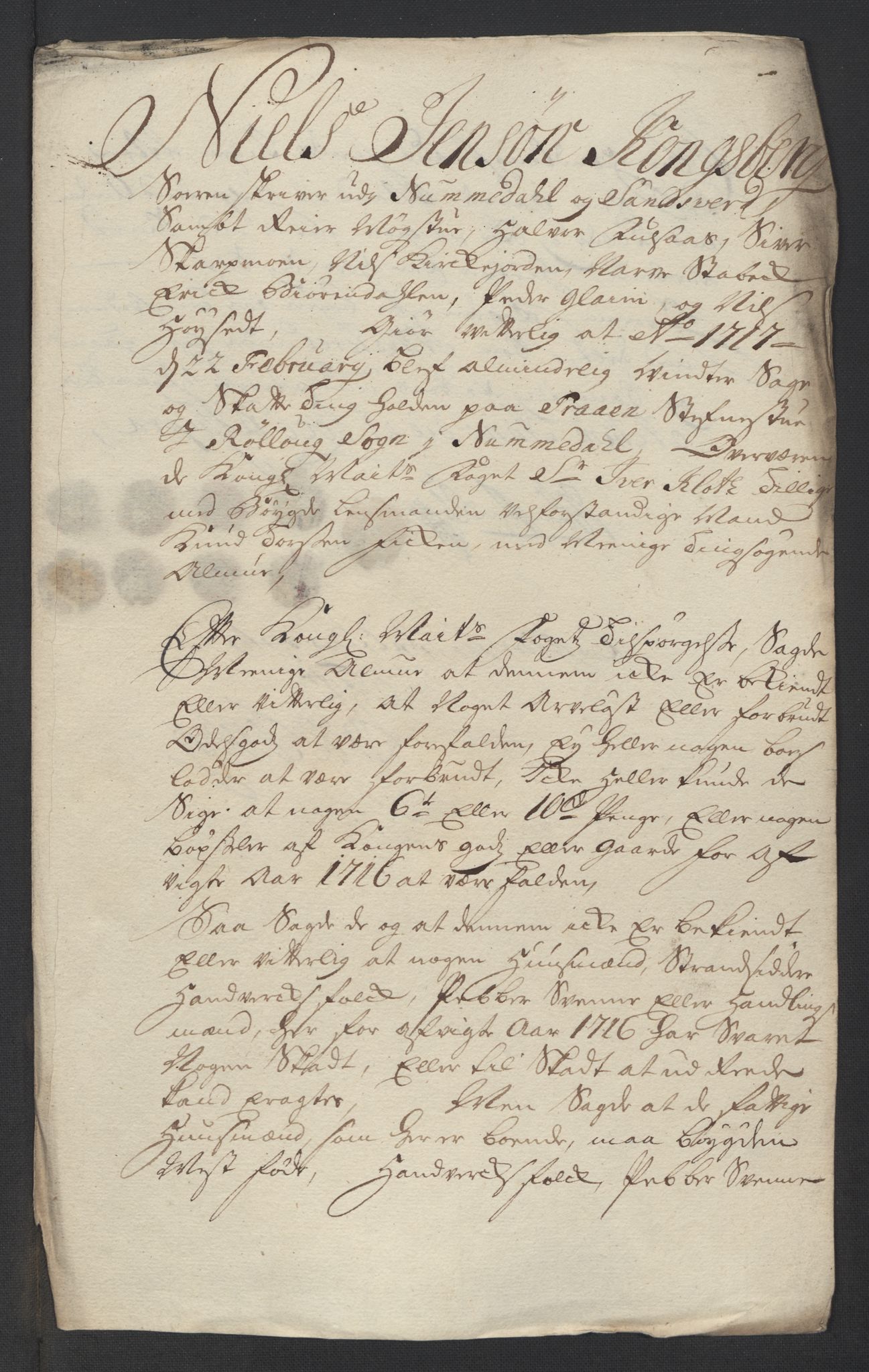 Rentekammeret inntil 1814, Reviderte regnskaper, Fogderegnskap, RA/EA-4092/R24/L1592: Fogderegnskap Numedal og Sandsvær, 1716, s. 221