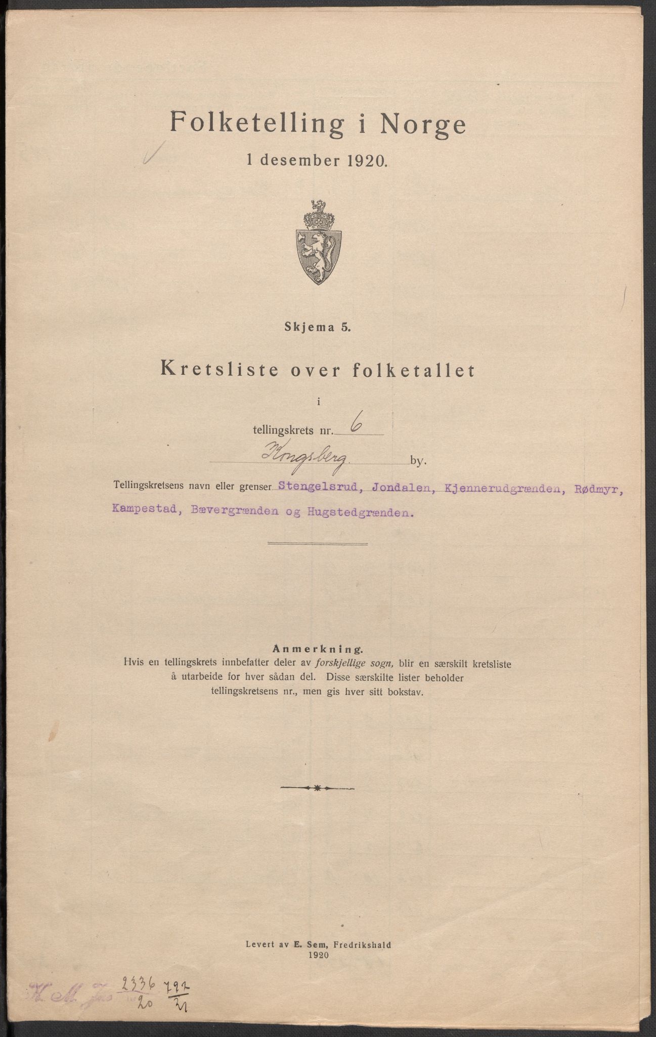 SAKO, Folketelling 1920 for 0604 Kongsberg kjøpstad, 1920, s. 23