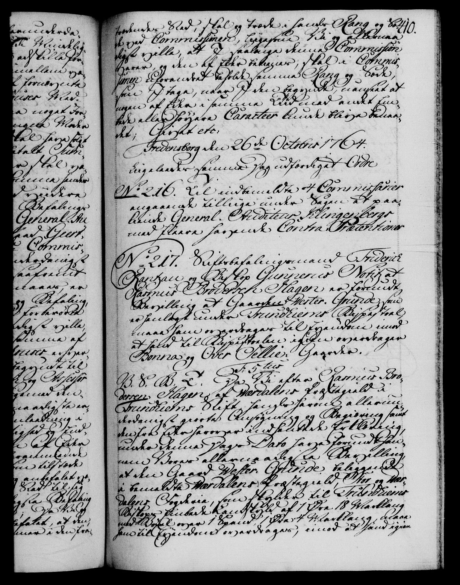 Danske Kanselli 1572-1799, AV/RA-EA-3023/F/Fc/Fca/Fcab/L0037: Norske tegnelser, 1762-1766, s. 410a