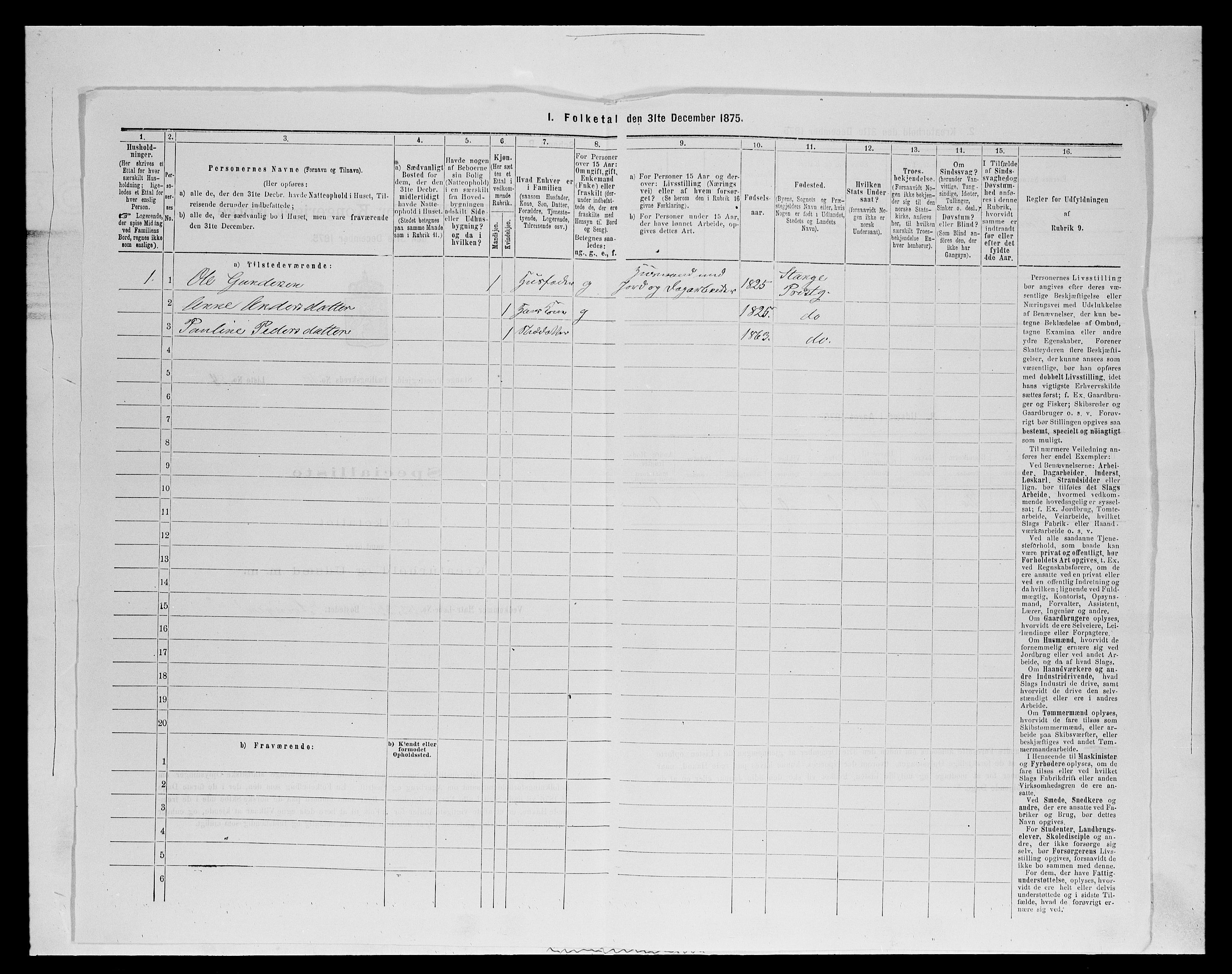 SAH, Folketelling 1875 for 0417P Stange prestegjeld, 1875, s. 1815