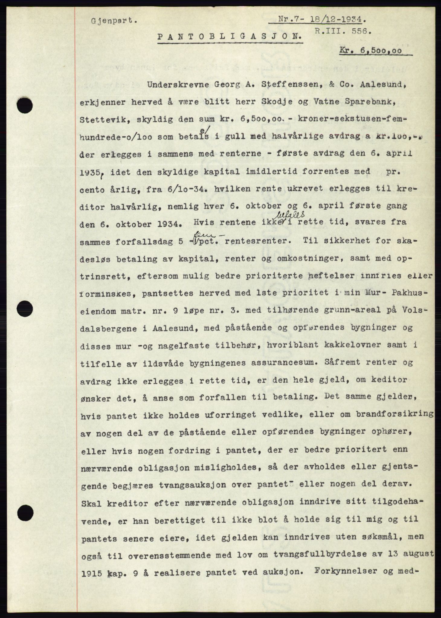 Ålesund byfogd, AV/SAT-A-4384: Pantebok nr. 32, 1934-1935, Tingl.dato: 18.12.1934