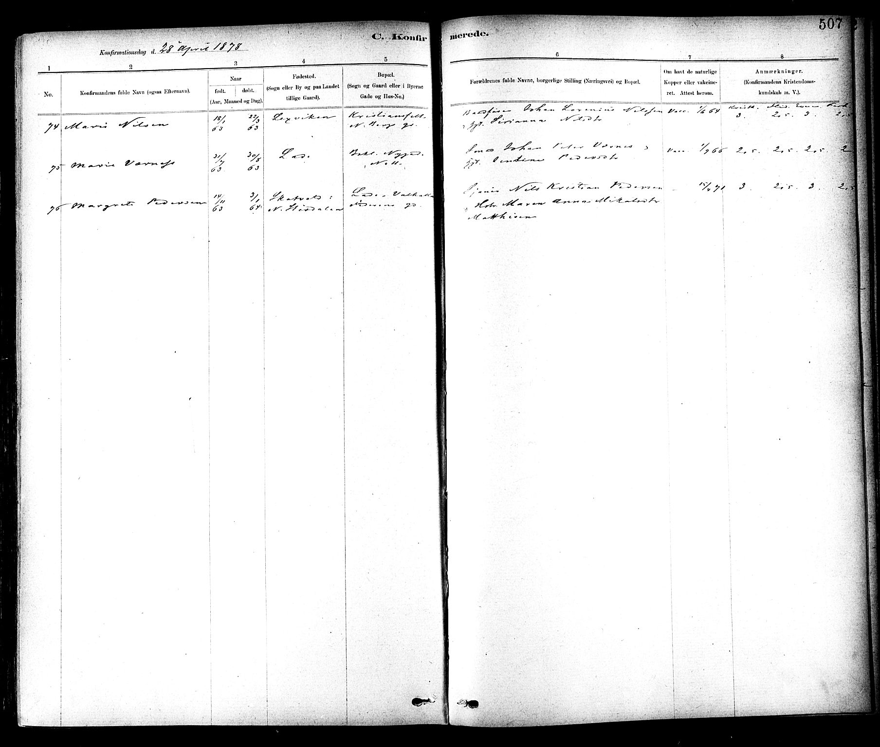 Ministerialprotokoller, klokkerbøker og fødselsregistre - Sør-Trøndelag, AV/SAT-A-1456/604/L0188: Ministerialbok nr. 604A09, 1878-1892, s. 507