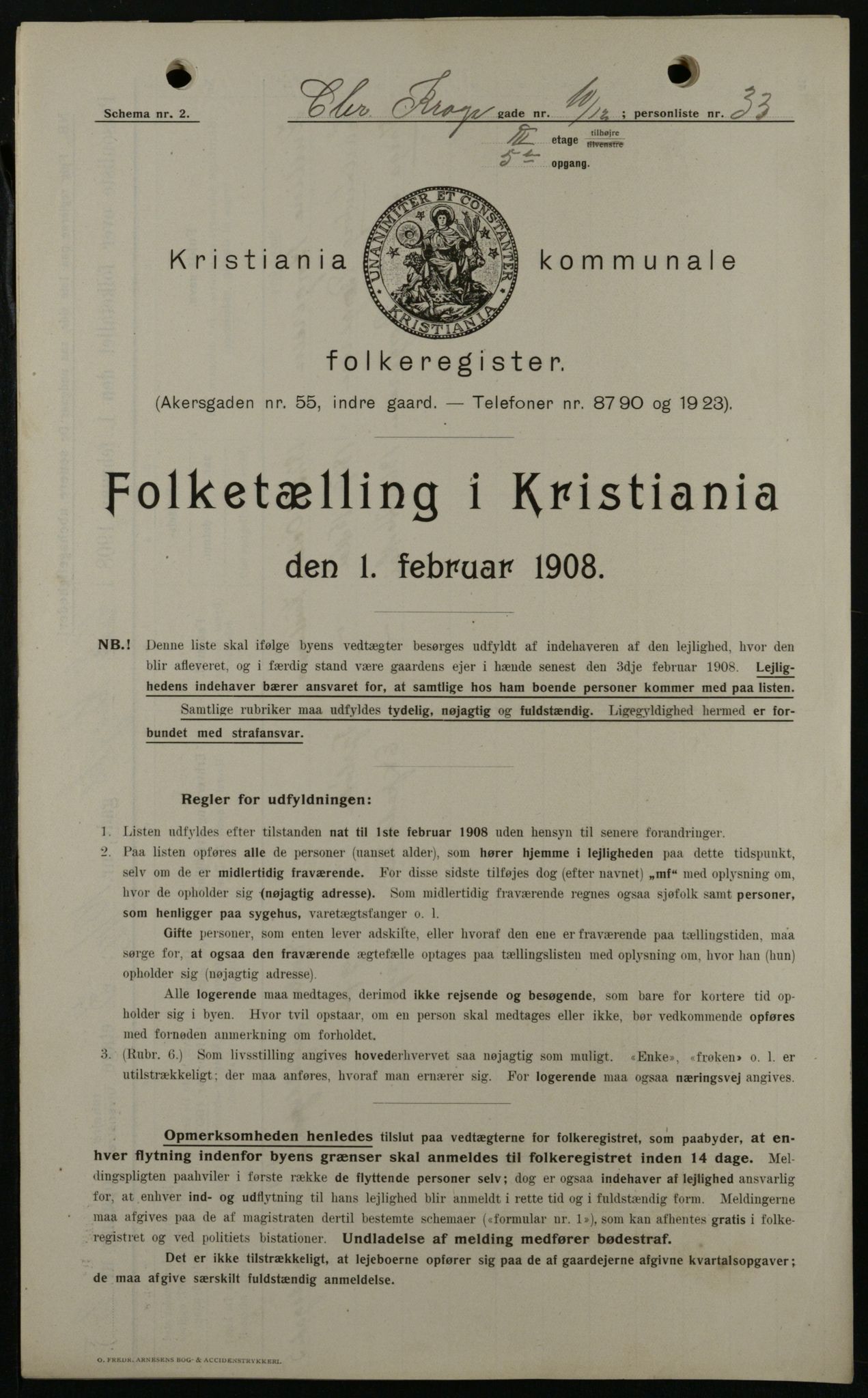 OBA, Kommunal folketelling 1.2.1908 for Kristiania kjøpstad, 1908, s. 11047