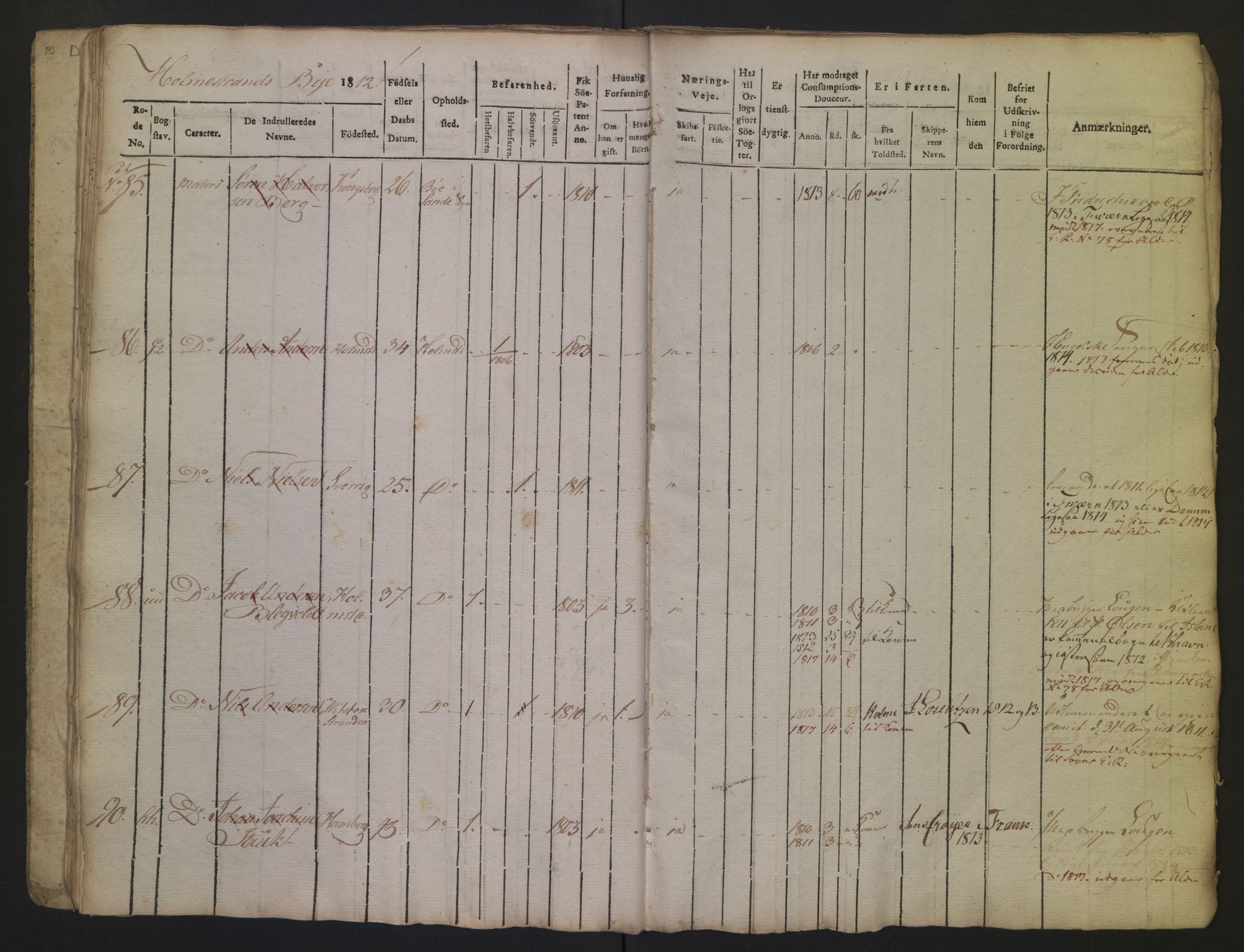Holmestrand innrulleringskontor, AV/SAKO-A-1151/F/Fa/L0001/0002: Hovedrulle / Hovedrulle, 1812, s. 17
