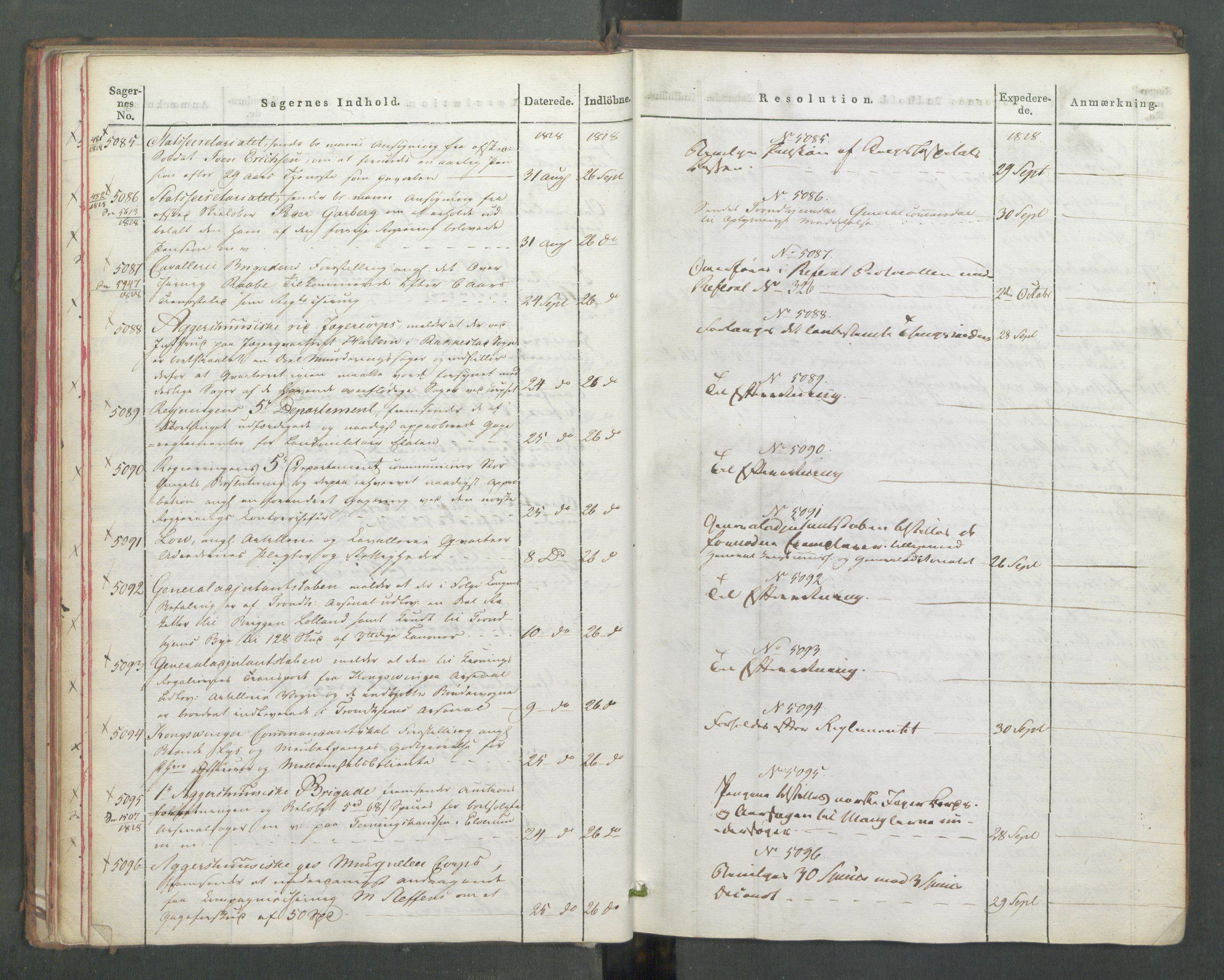Armédepartementet, AV/RA-RAFA-3493/C/Ca/L0016: 6. Departements Journal, 1818