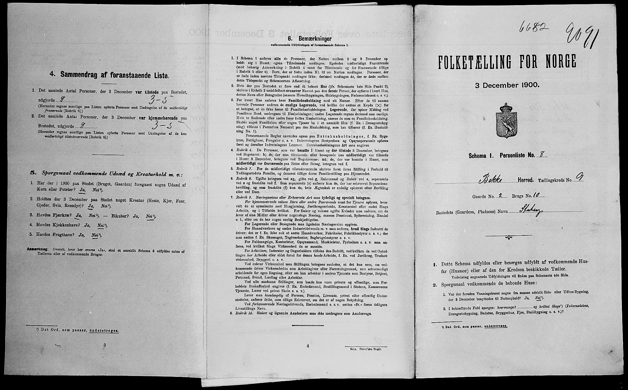 SAK, Folketelling 1900 for 1045 Bakke herred, 1900, s. 56
