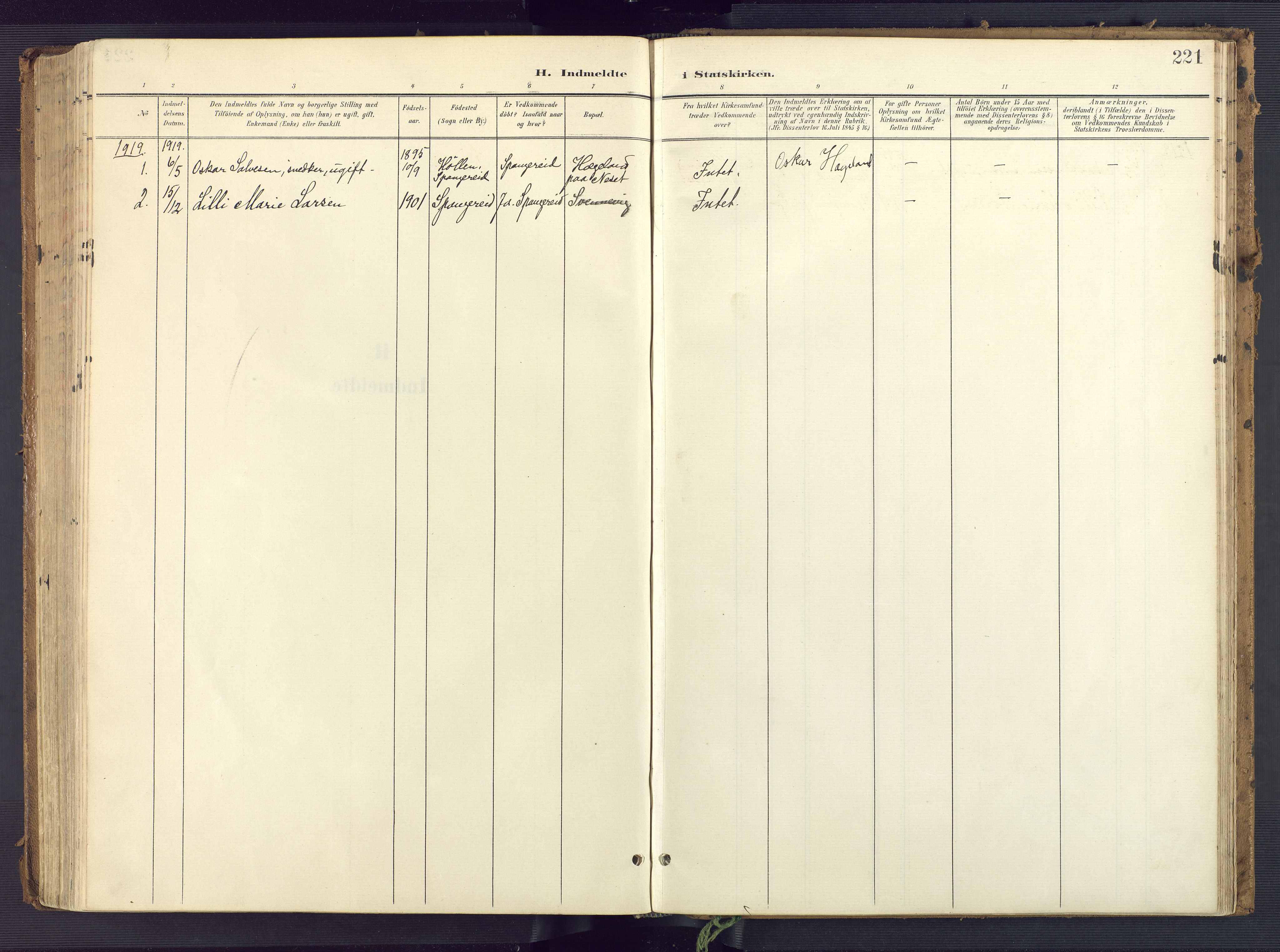 Sør-Audnedal sokneprestkontor, AV/SAK-1111-0039/F/Fa/Faa/L0005: Ministerialbok nr. A 5, 1900-1923, s. 221