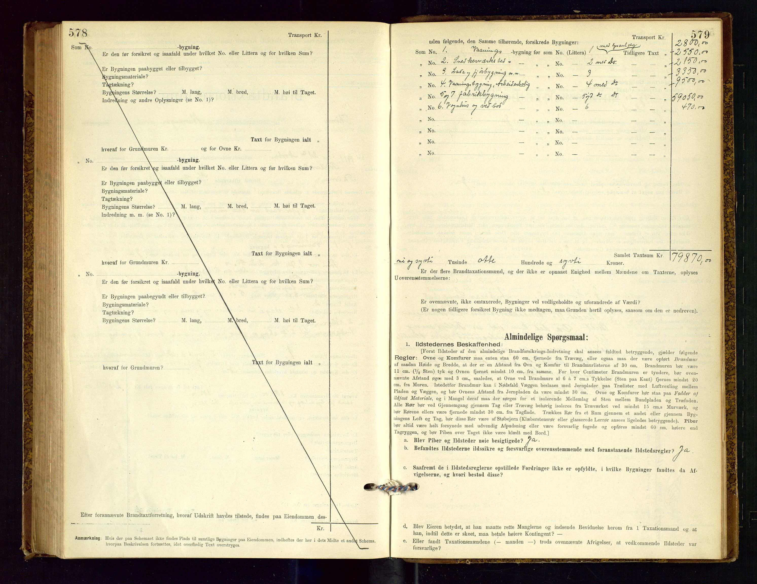 Time lensmannskontor, SAST/A-100420/Gob/L0001: Branntakstprotokoll, 1896-1914, s. 578-579