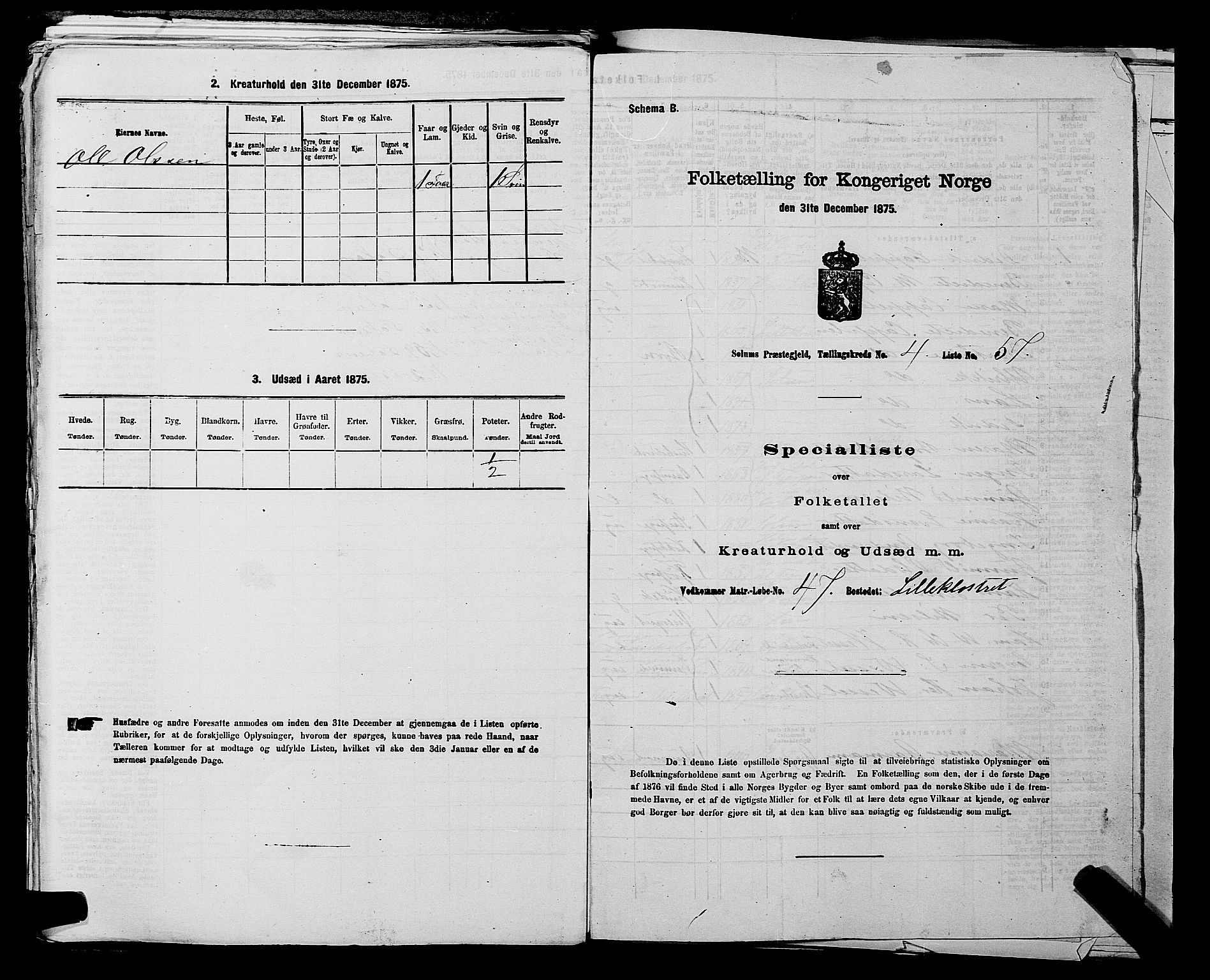 SAKO, Folketelling 1875 for 0818P Solum prestegjeld, 1875, s. 824