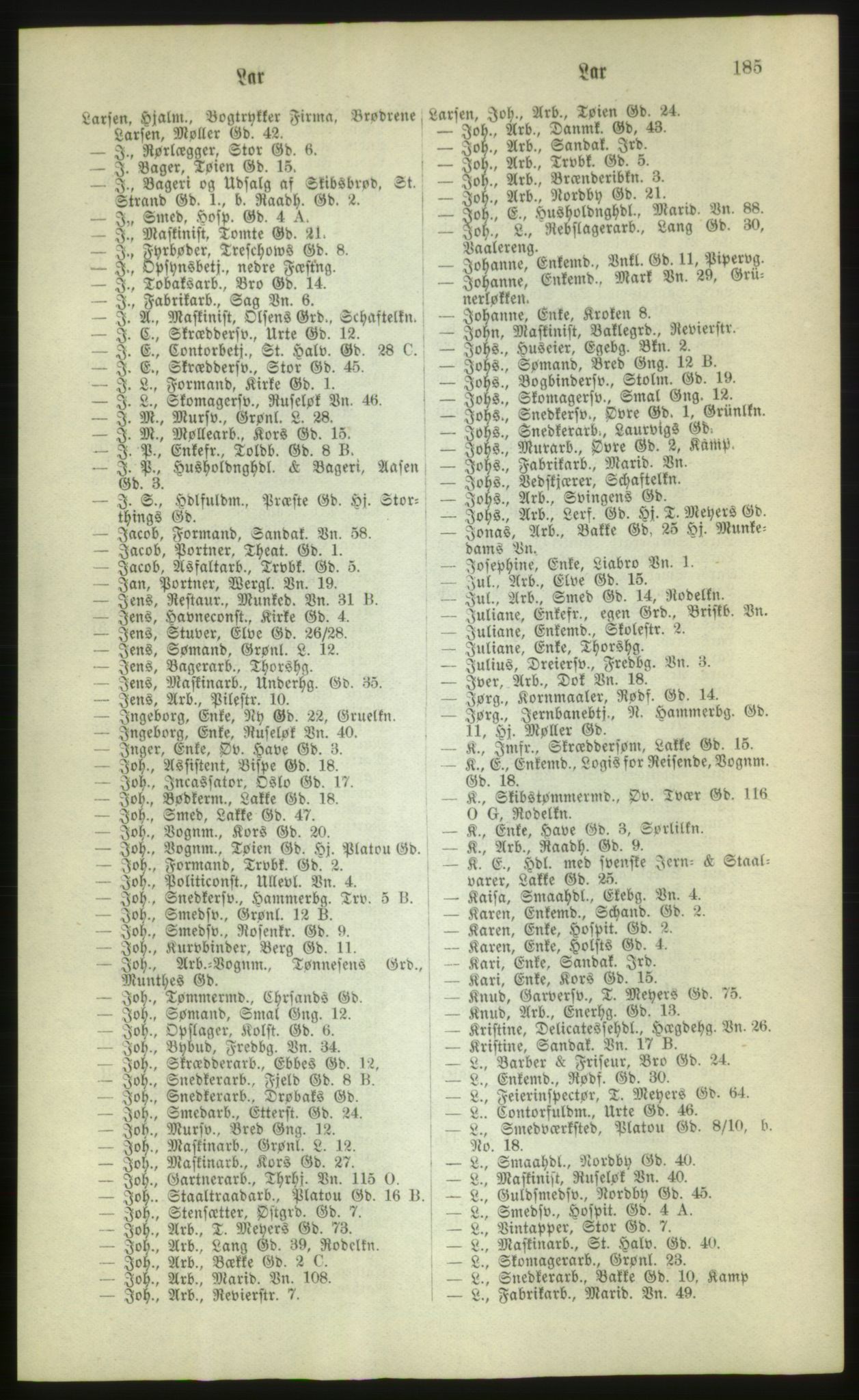 Kristiania/Oslo adressebok, PUBL/-, 1880, s. 185