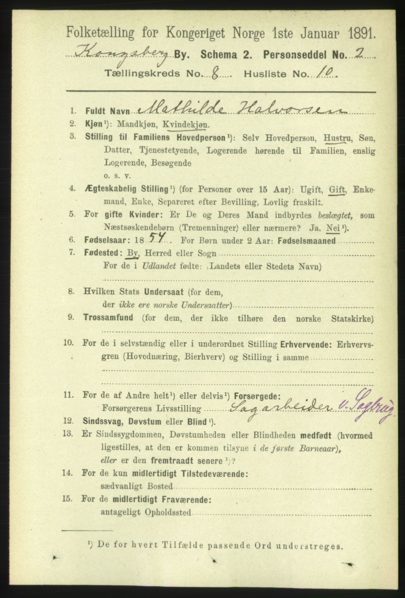 RA, Folketelling 1891 for 0604 Kongsberg kjøpstad, 1891, s. 5606