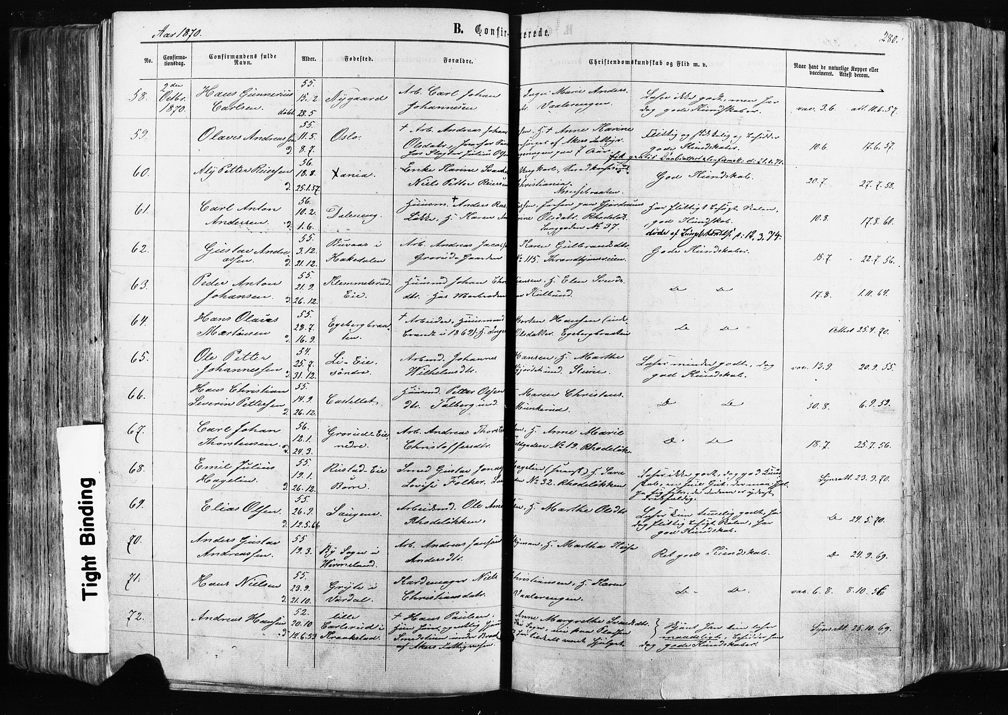 Østre Aker prestekontor Kirkebøker, AV/SAO-A-10840/F/Fa/L0003: Ministerialbok nr. I 3, 1869-1875, s. 280