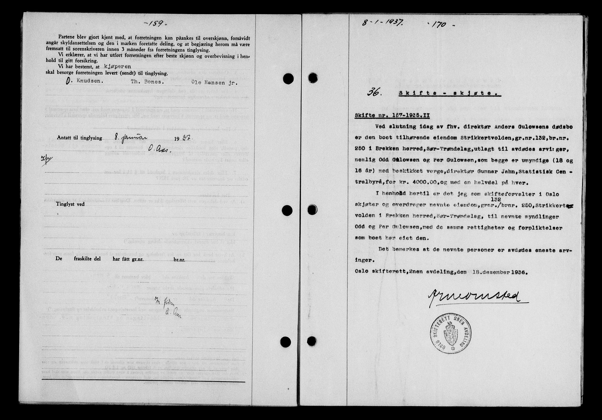 Gauldal sorenskriveri, SAT/A-0014/1/2/2C/L0046: Pantebok nr. 49-50, 1936-1937, Dagboknr: 36/1937