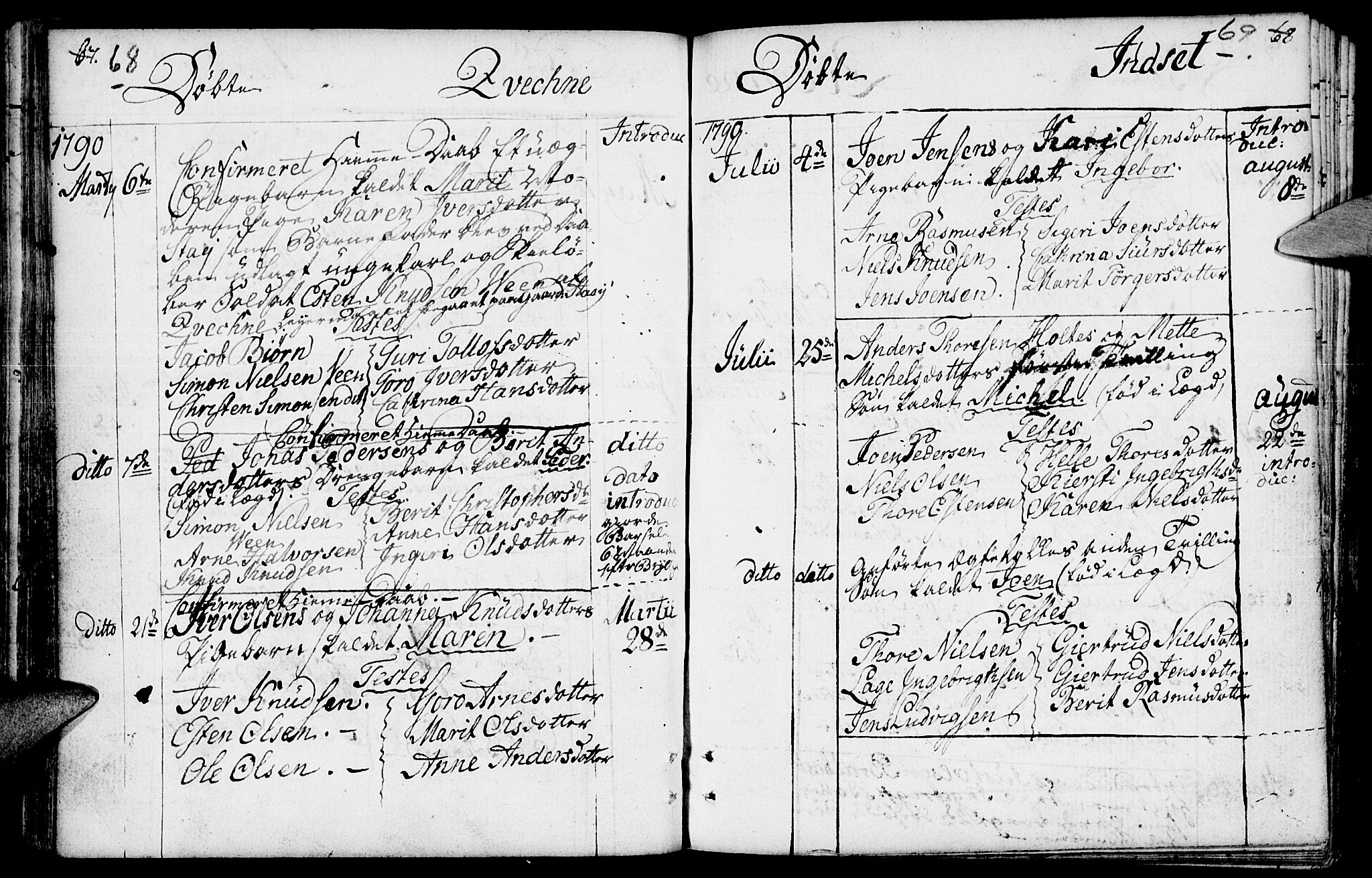Kvikne prestekontor, AV/SAH-PREST-064/H/Ha/Haa/L0003: Ministerialbok nr. 3, 1785-1814, s. 68-69