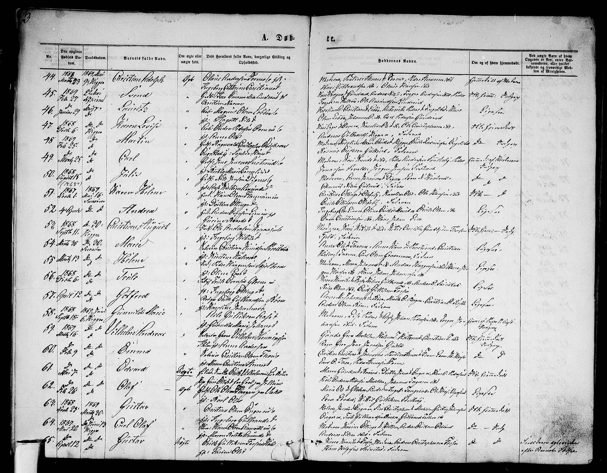 Modum kirkebøker, AV/SAKO-A-234/G/Ga/L0007: Klokkerbok nr. I 7, 1869-1878, s. 3