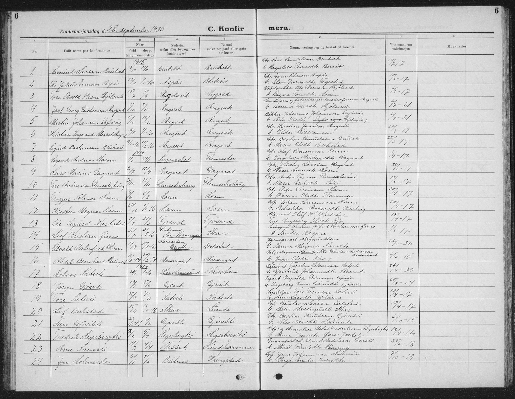 Ministerialprotokoller, klokkerbøker og fødselsregistre - Møre og Romsdal, AV/SAT-A-1454/586/L0995: Klokkerbok nr. 586C06, 1928-1943, s. 6