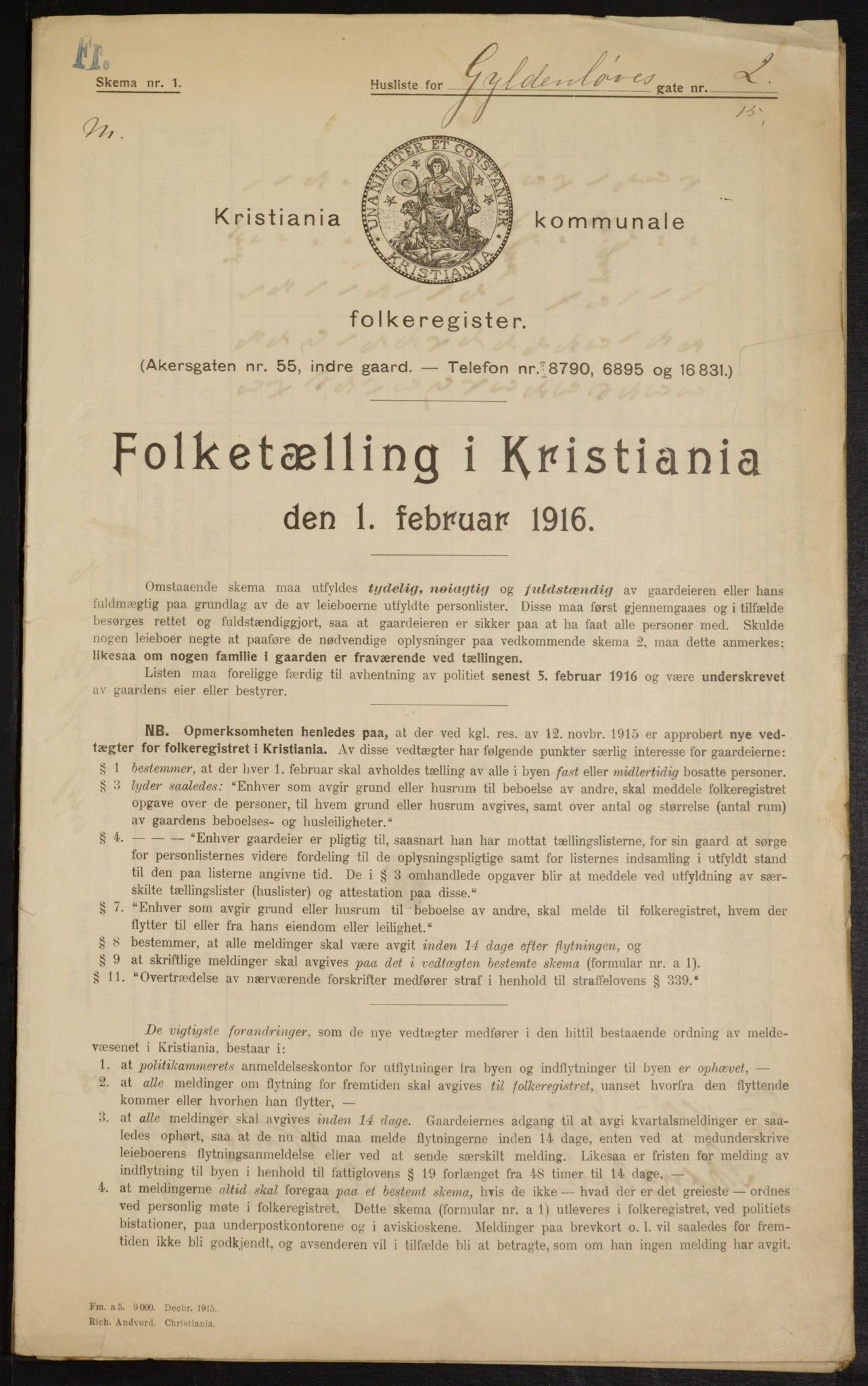 OBA, Kommunal folketelling 1.2.1916 for Kristiania, 1916, s. 32994