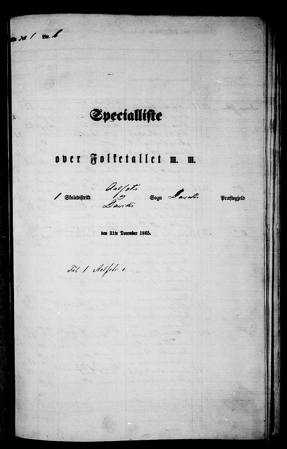 RA, Folketelling 1865 for 1442P Davik prestegjeld, 1865, s. 21