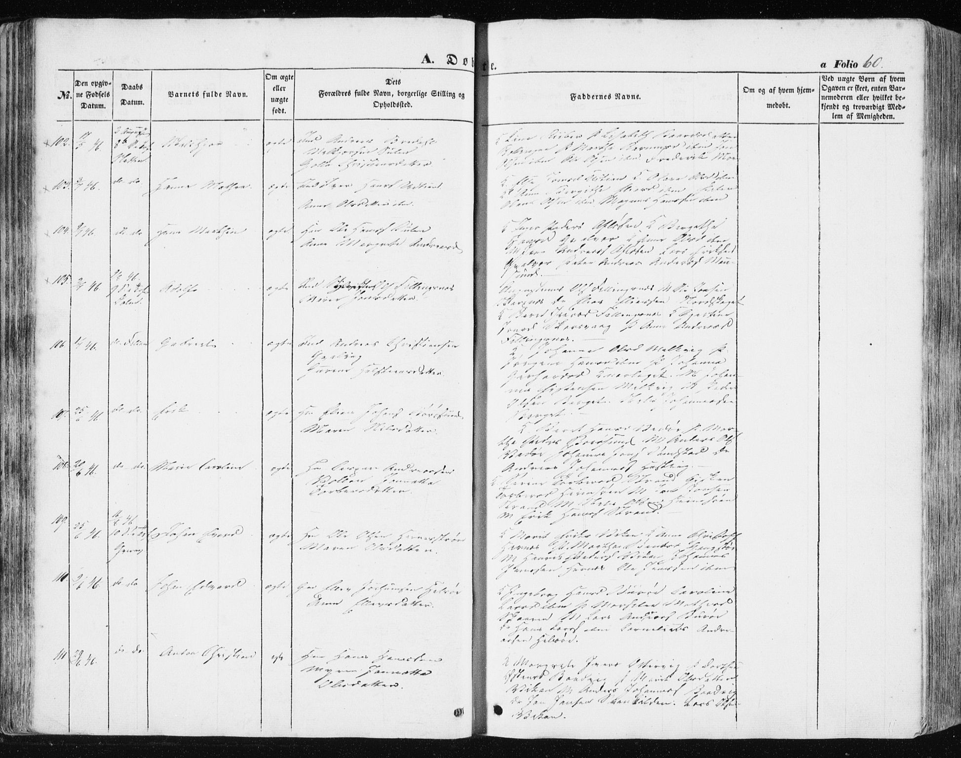 Ministerialprotokoller, klokkerbøker og fødselsregistre - Sør-Trøndelag, SAT/A-1456/634/L0529: Ministerialbok nr. 634A05, 1843-1851, s. 60