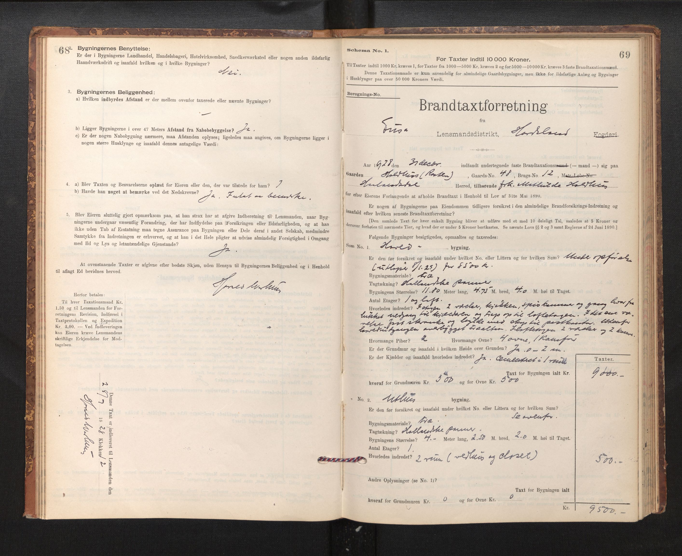 Lensmannen i Fusa, SAB/A-32401/1/0012/L0003: Branntakstprotokoll, skjematakst, 1895-1950, s. 68-69