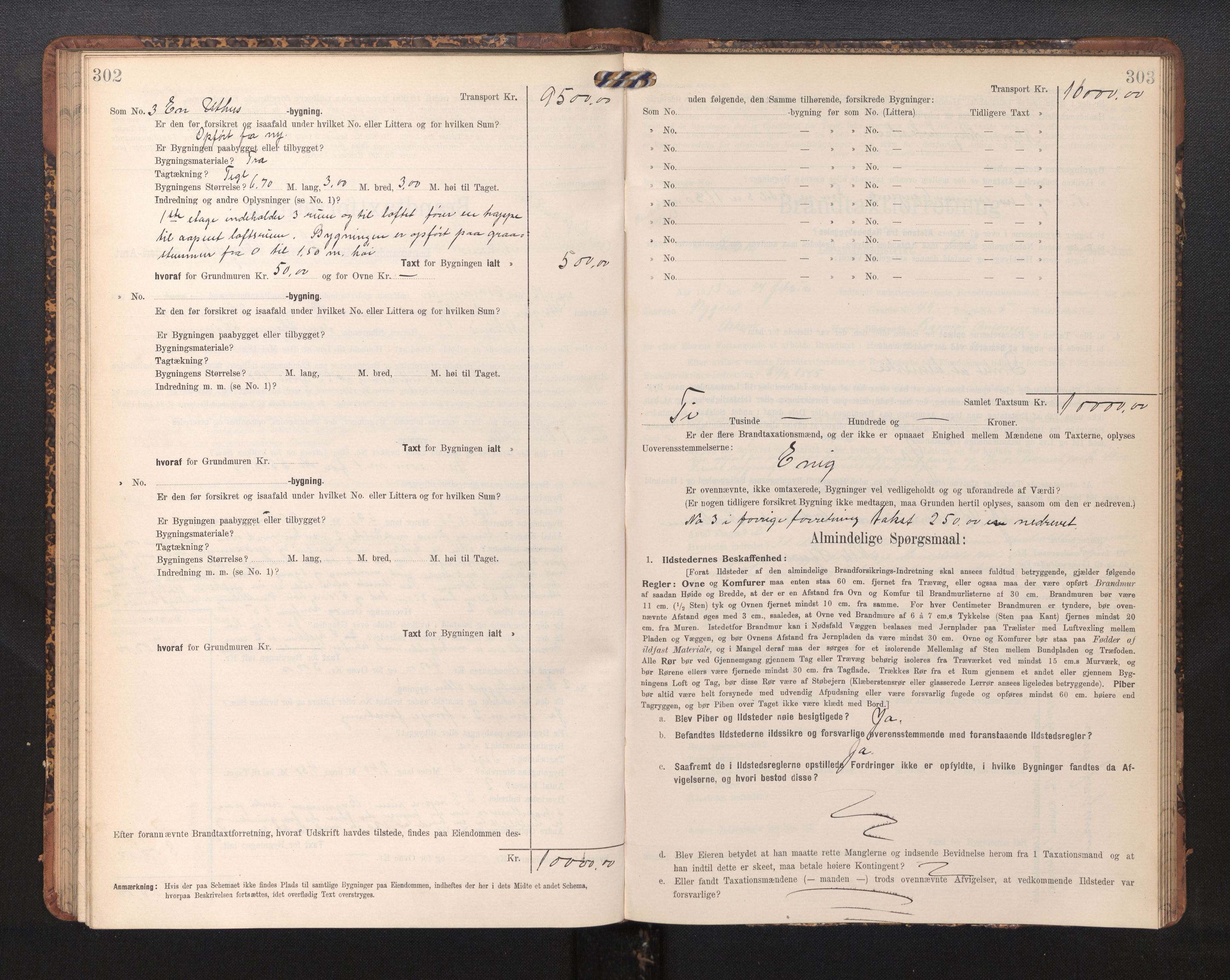 Lensmannen i Askøy, AV/SAB-A-31001/0012/L0006: Branntakstprotokoll, skjematakst, Laksevåg, 1907-1917, s. 302-303