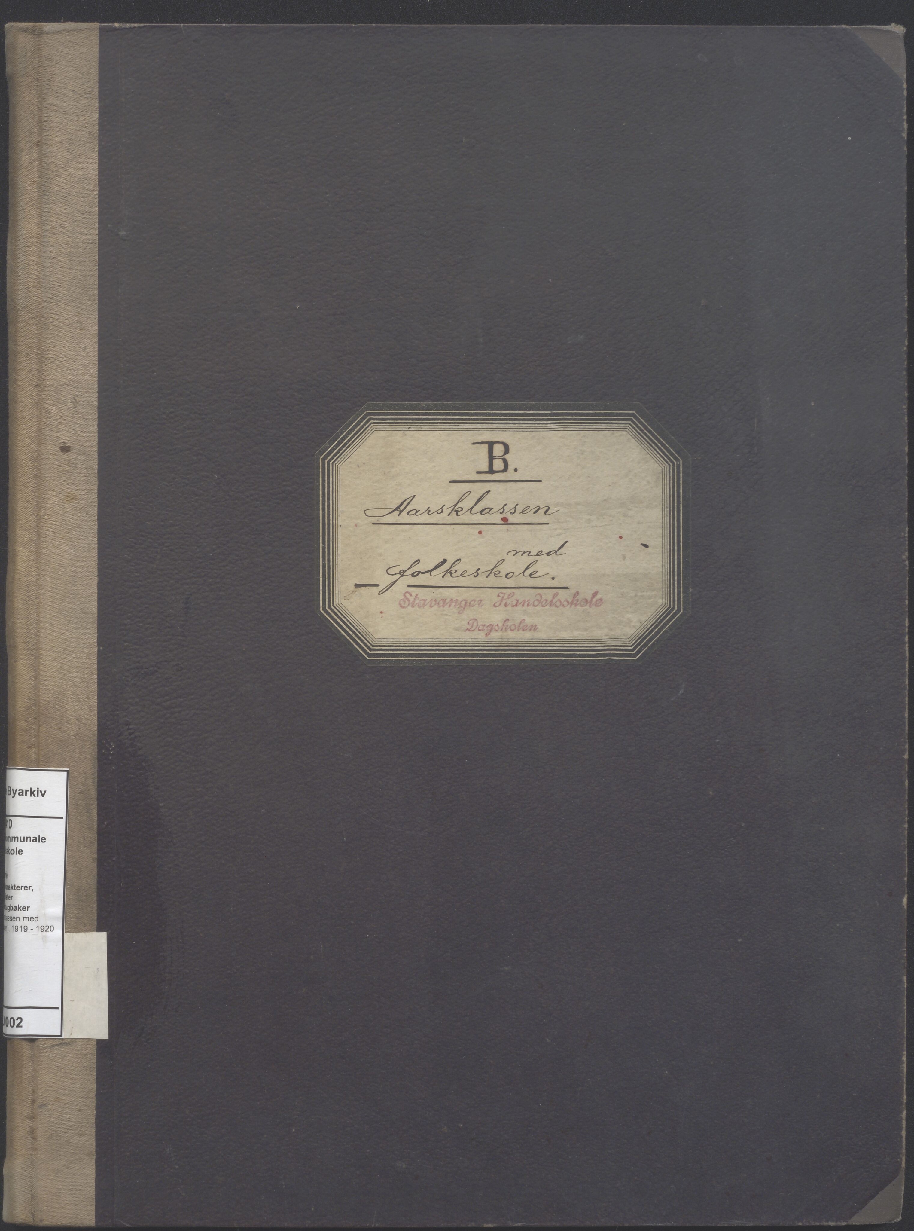 Stavanger kommunale handelsskole, BYST/A-0410/G/Ga/L0002: Dagbok for årsklassen med folkeskole (dagskolen), 1919-1920