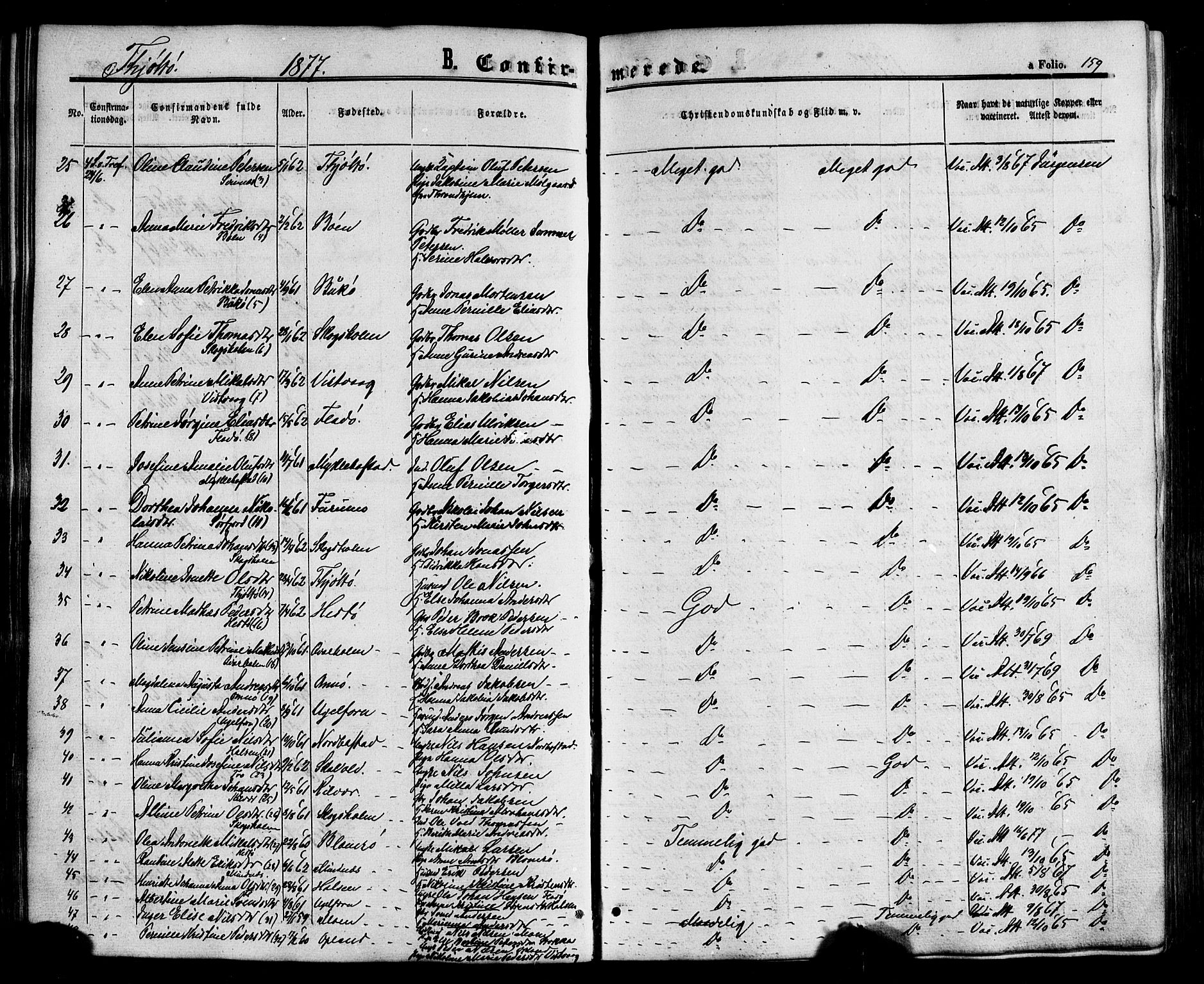 Ministerialprotokoller, klokkerbøker og fødselsregistre - Nordland, AV/SAT-A-1459/817/L0262: Ministerialbok nr. 817A03/ 1, 1862-1877, s. 159