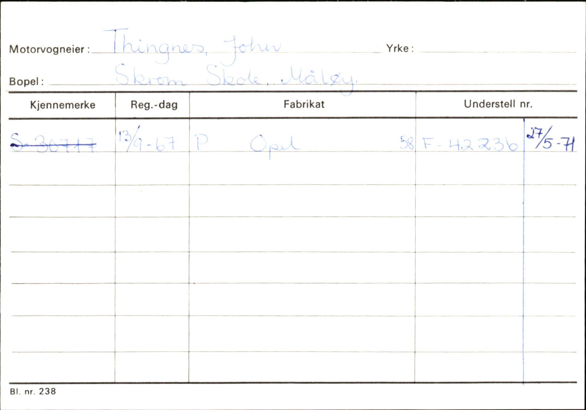 Statens vegvesen, Sogn og Fjordane vegkontor, SAB/A-5301/4/F/L0145: Registerkort Vågsøy S-Å. Årdal I-P, 1945-1975, s. 485