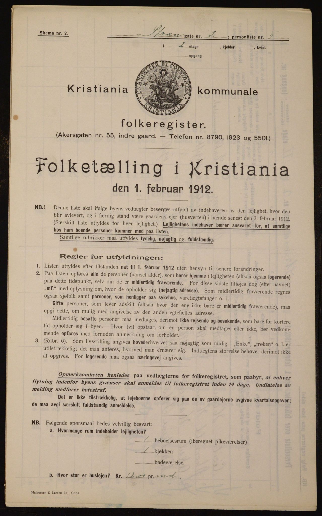 OBA, Kommunal folketelling 1.2.1912 for Kristiania, 1912, s. 103685