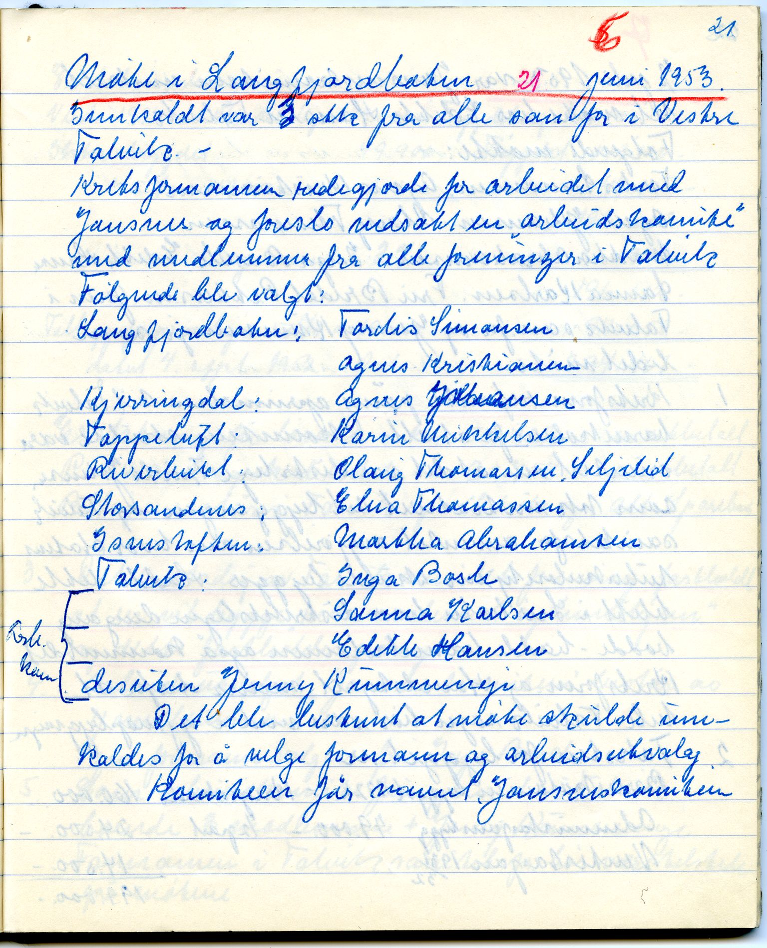 Talvik sanitetsforening, FMFB/A-1013/A/L0001: Møteprotokoll, 1952-1953