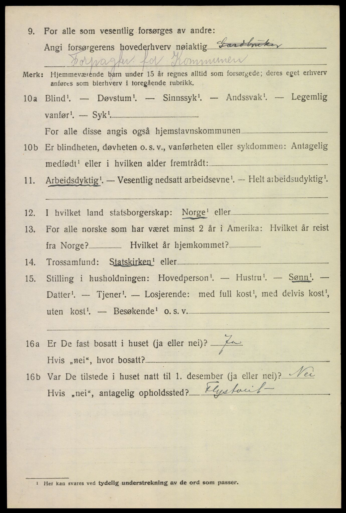 SAK, Folketelling 1920 for 1026 Åseral herred, 1920, s. 539