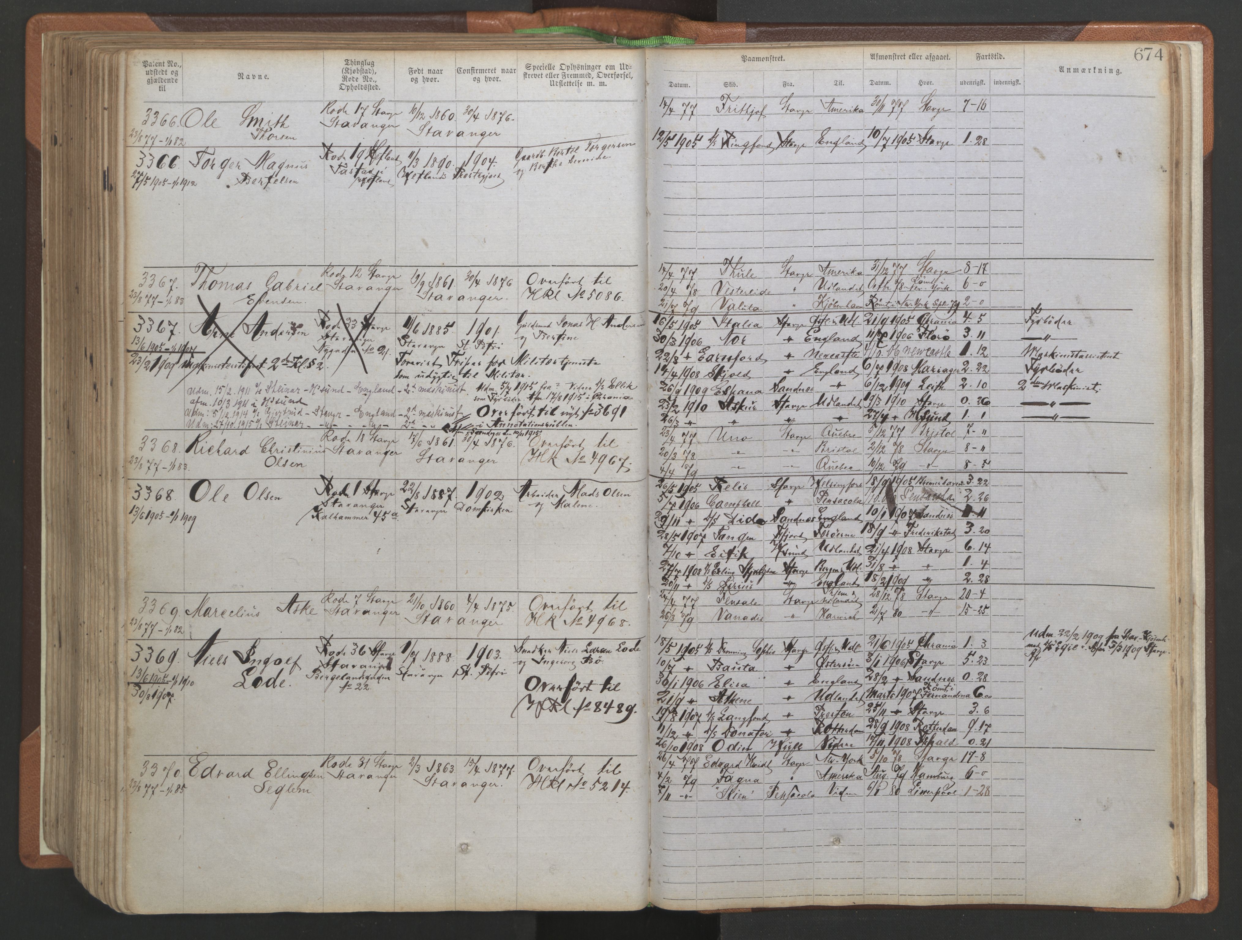 Stavanger sjømannskontor, AV/SAST-A-102006/F/Ff/L0005: Annotasjonsrulle No 1, patentnr. 1786-3585 (del 2), 1872-1900, s. 321