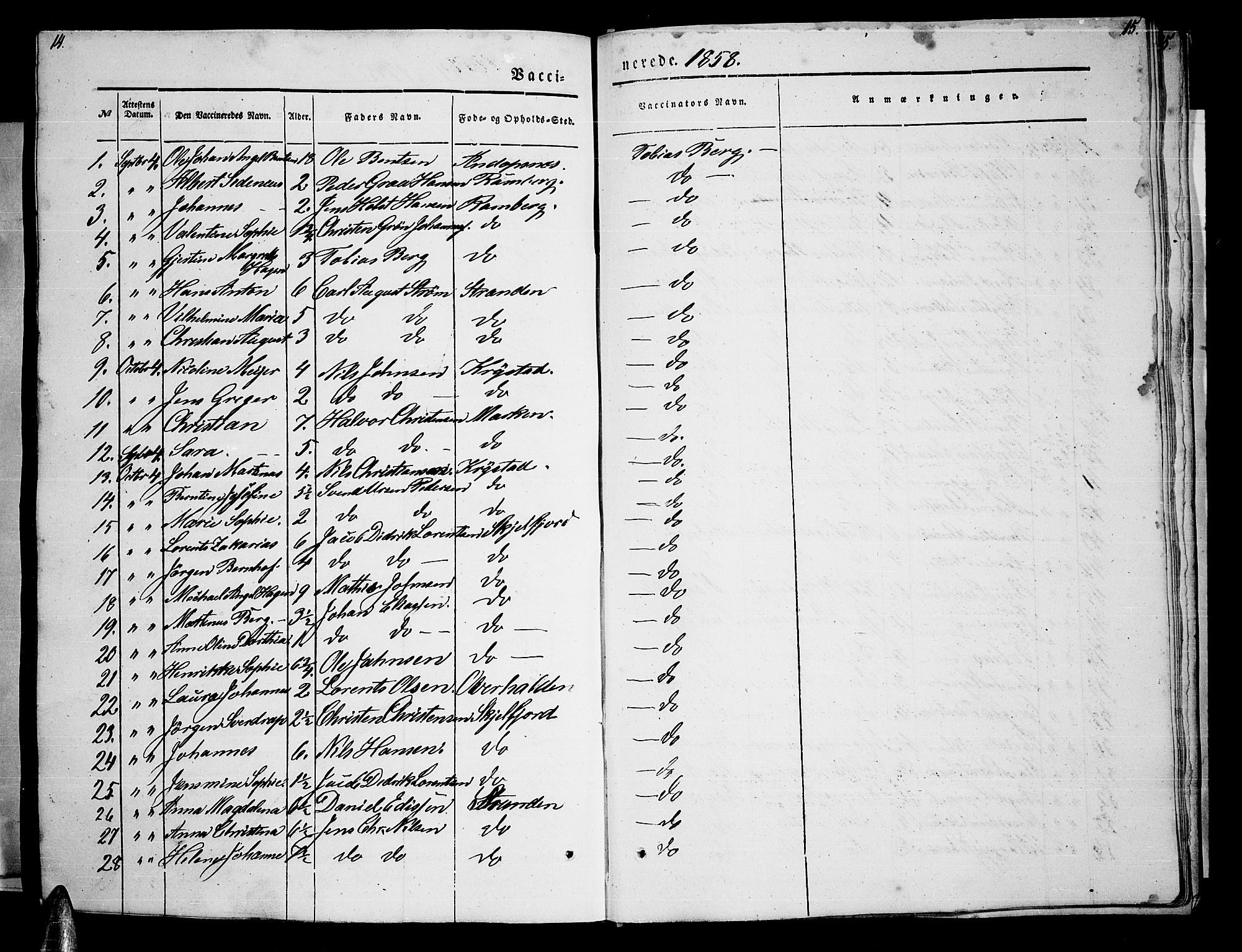 Ministerialprotokoller, klokkerbøker og fødselsregistre - Nordland, SAT/A-1459/885/L1212: Klokkerbok nr. 885C01, 1847-1873, s. 14-15