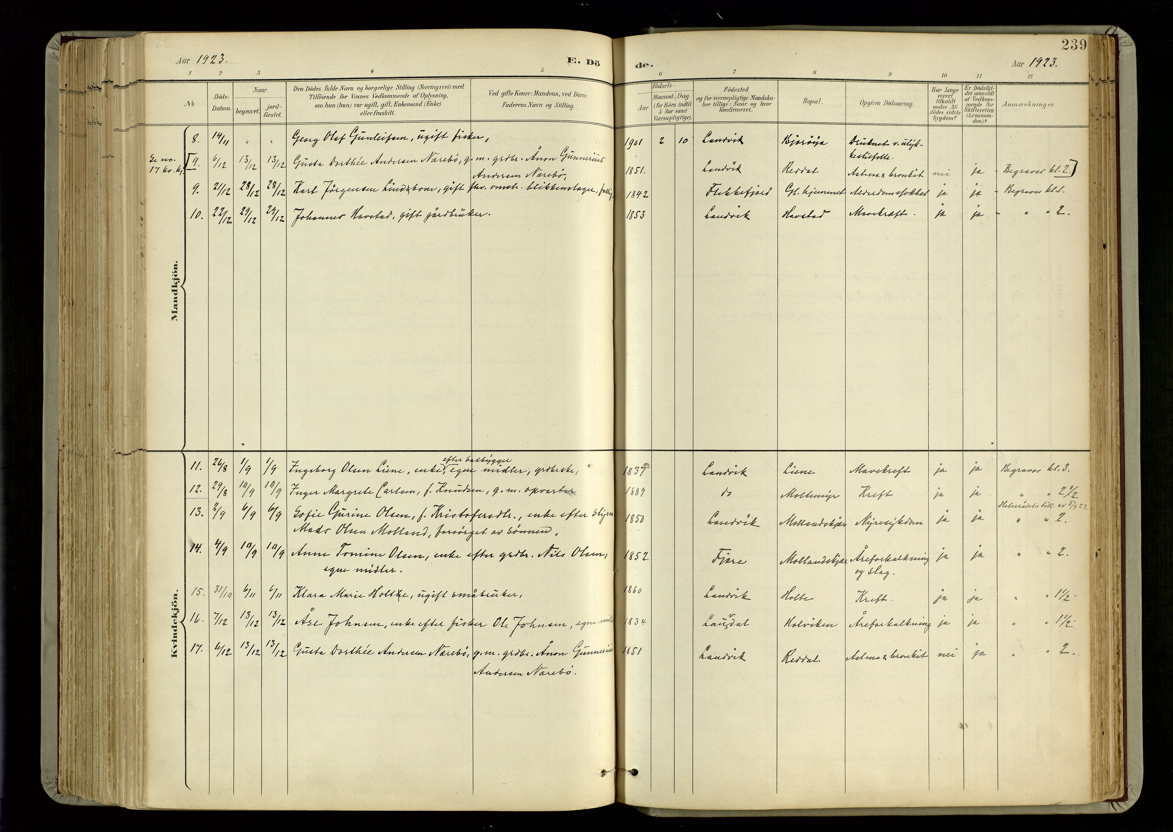 Hommedal sokneprestkontor, AV/SAK-1111-0023/F/Fa/Fab/L0007: Ministerialbok nr. A 7, 1898-1924, s. 239