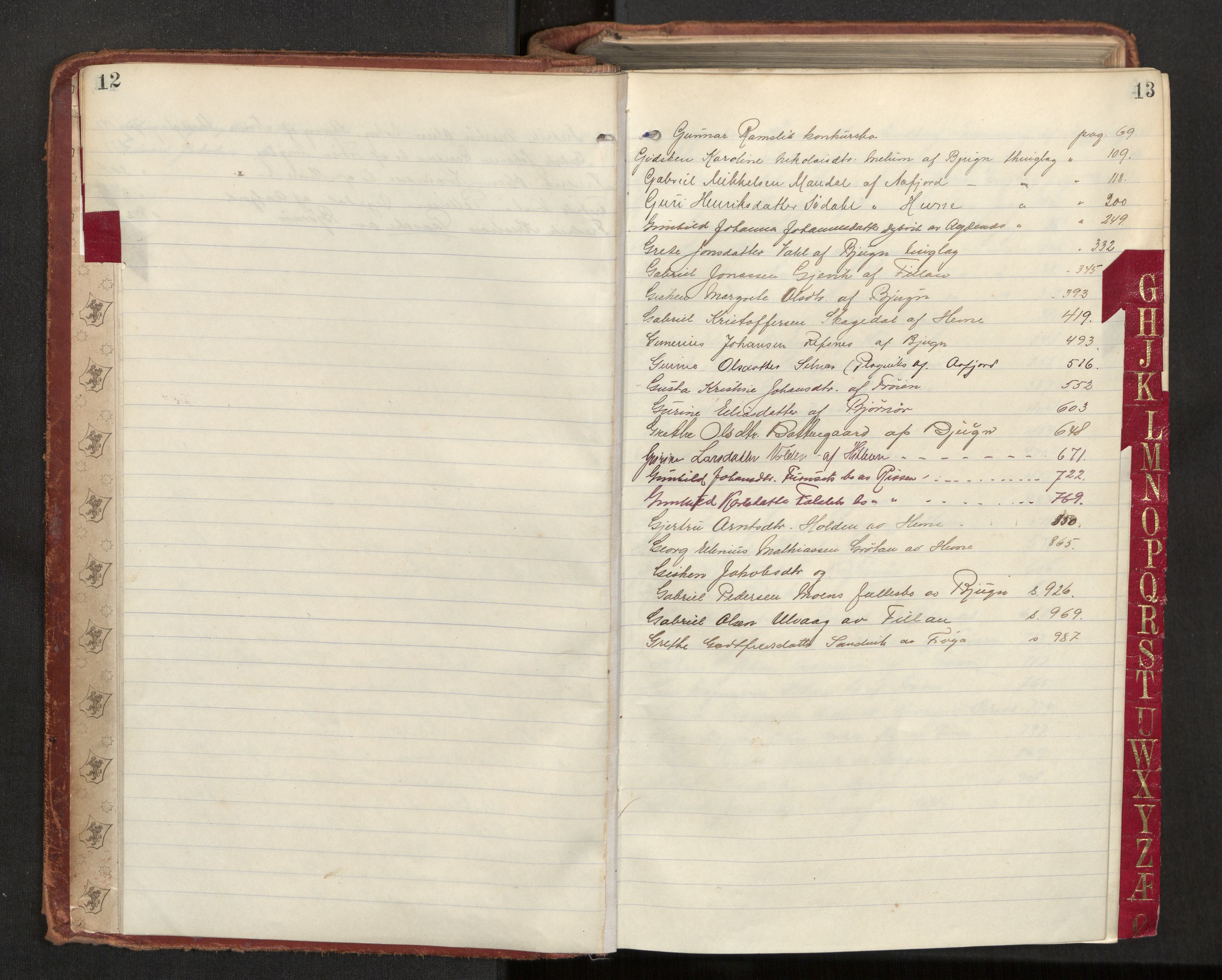 Fosen sorenskriveri, AV/SAT-A-1107/1/3/3A/L0029: Skifteutlodningsprotokoll nr. 8, 1904-1908, s. 12-13