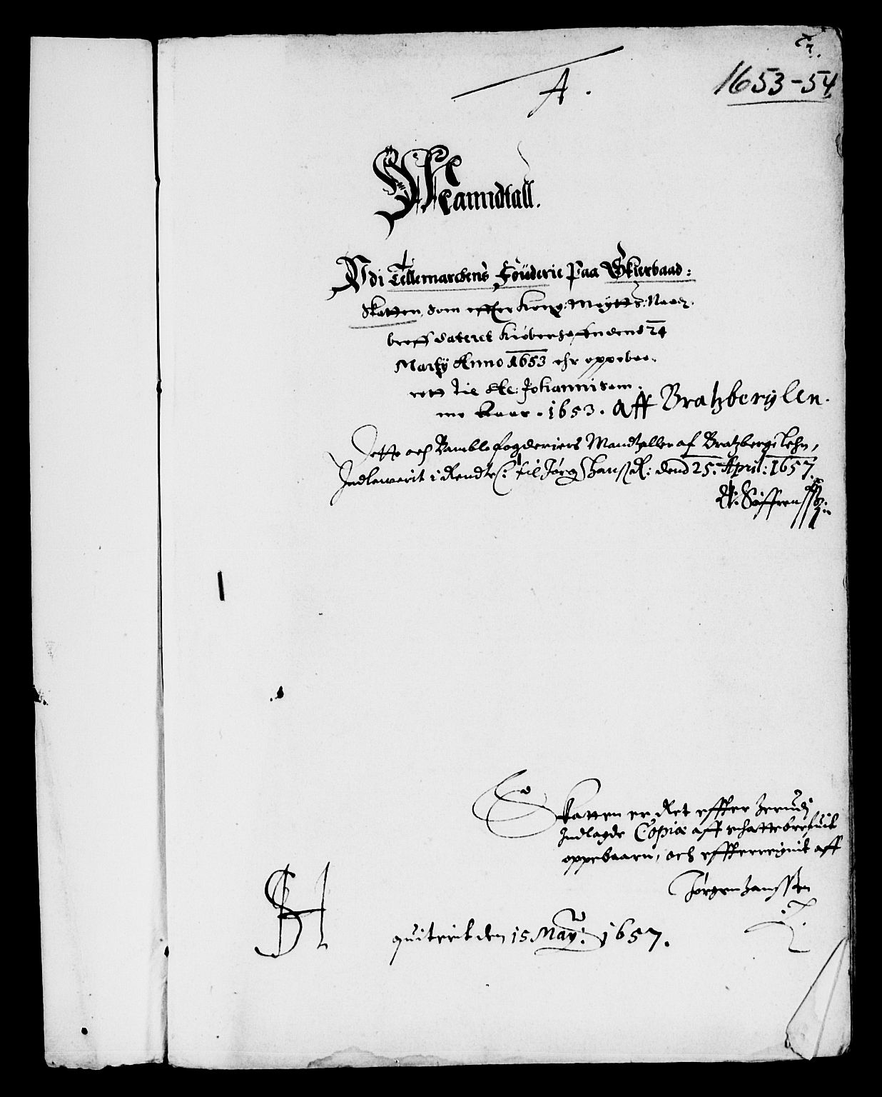 Rentekammeret inntil 1814, Reviderte regnskaper, Lensregnskaper, AV/RA-EA-5023/R/Rb/Rbp/L0040: Bratsberg len, 1653-1655