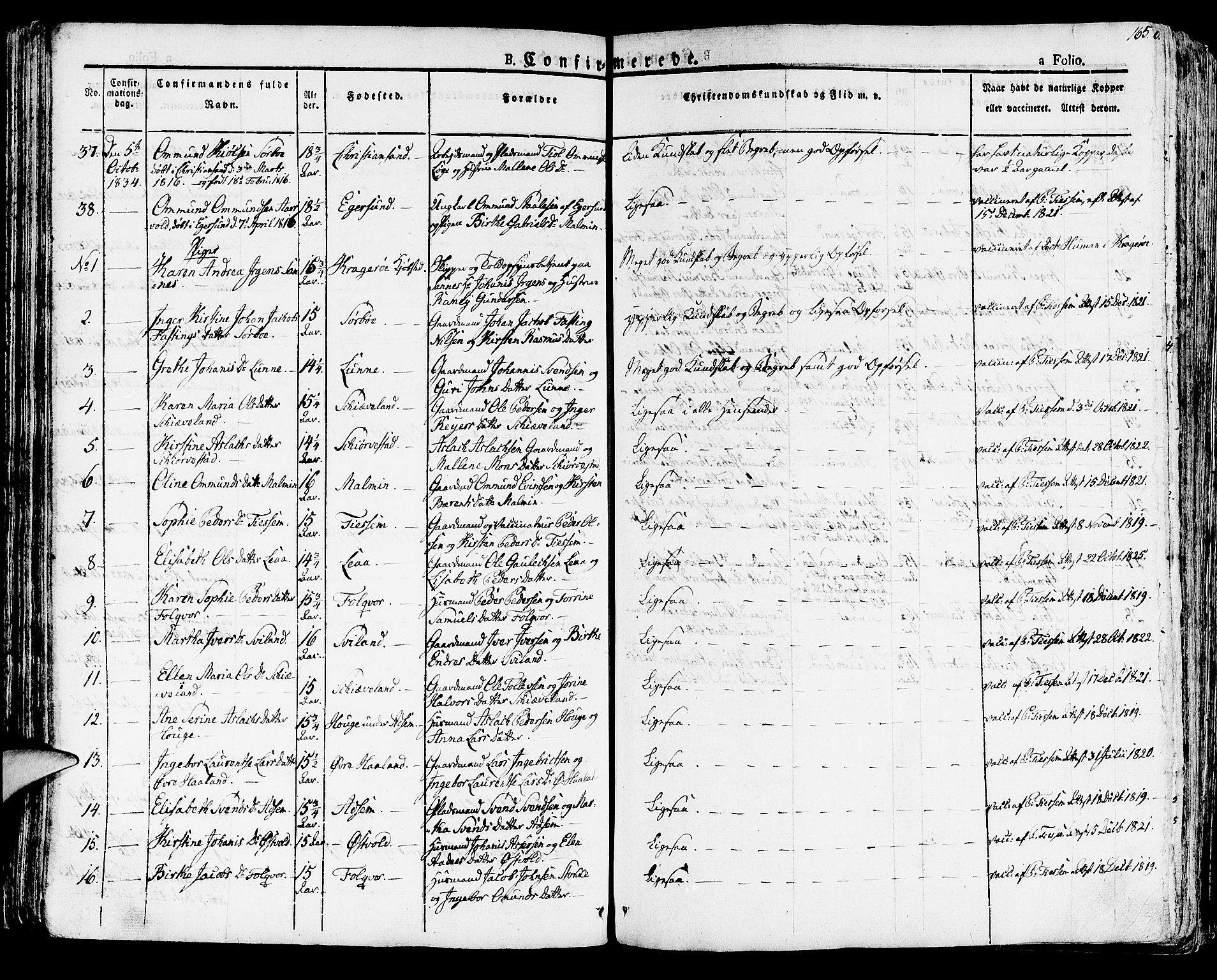 Høyland sokneprestkontor, AV/SAST-A-101799/001/30BA/L0007: Ministerialbok nr. A 7 /1, 1825-1841, s. 165