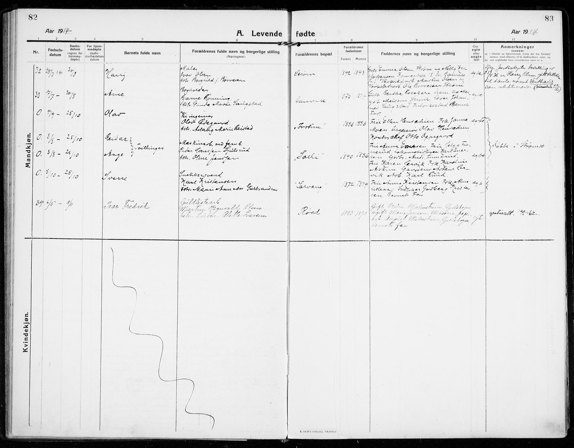 Strømsgodset kirkebøker, AV/SAKO-A-324/F/Fa/L0002: Ministerialbok nr. 2, 1910-1920, s. 82-83