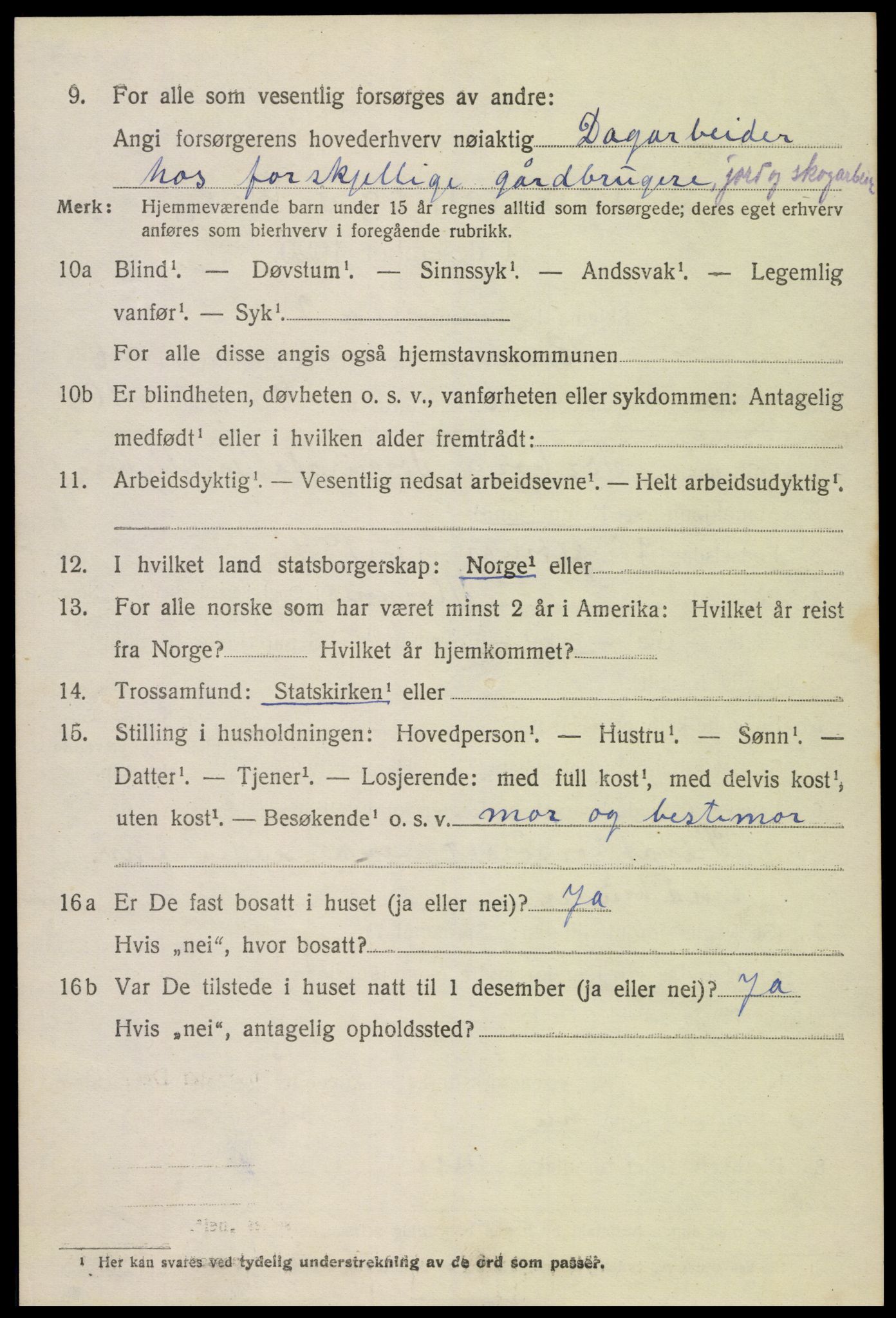SAK, Folketelling 1920 for 0936 Hornnes herred, 1920, s. 1616