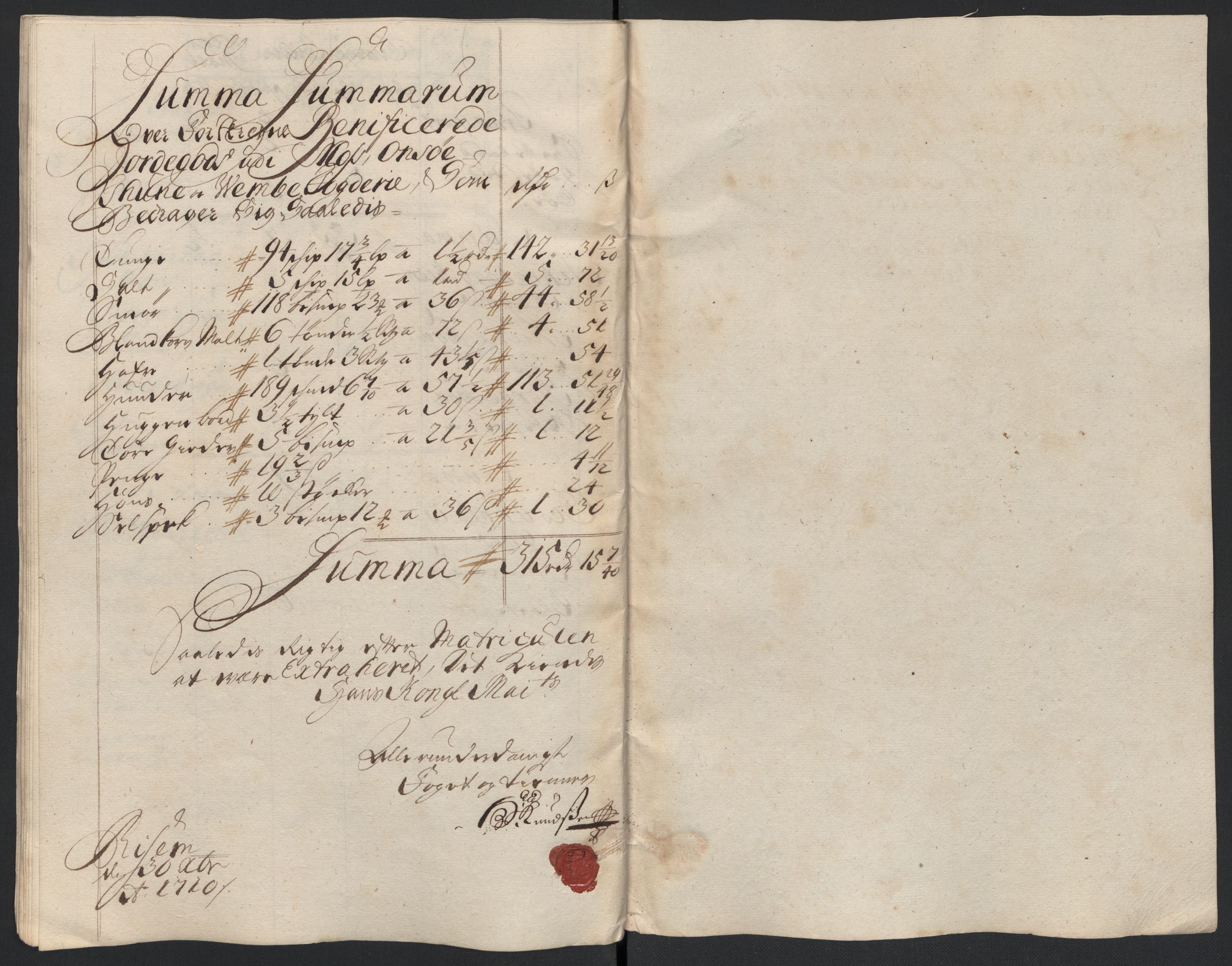 Rentekammeret inntil 1814, Reviderte regnskaper, Fogderegnskap, RA/EA-4092/R04/L0135: Fogderegnskap Moss, Onsøy, Tune, Veme og Åbygge, 1709-1710, s. 354