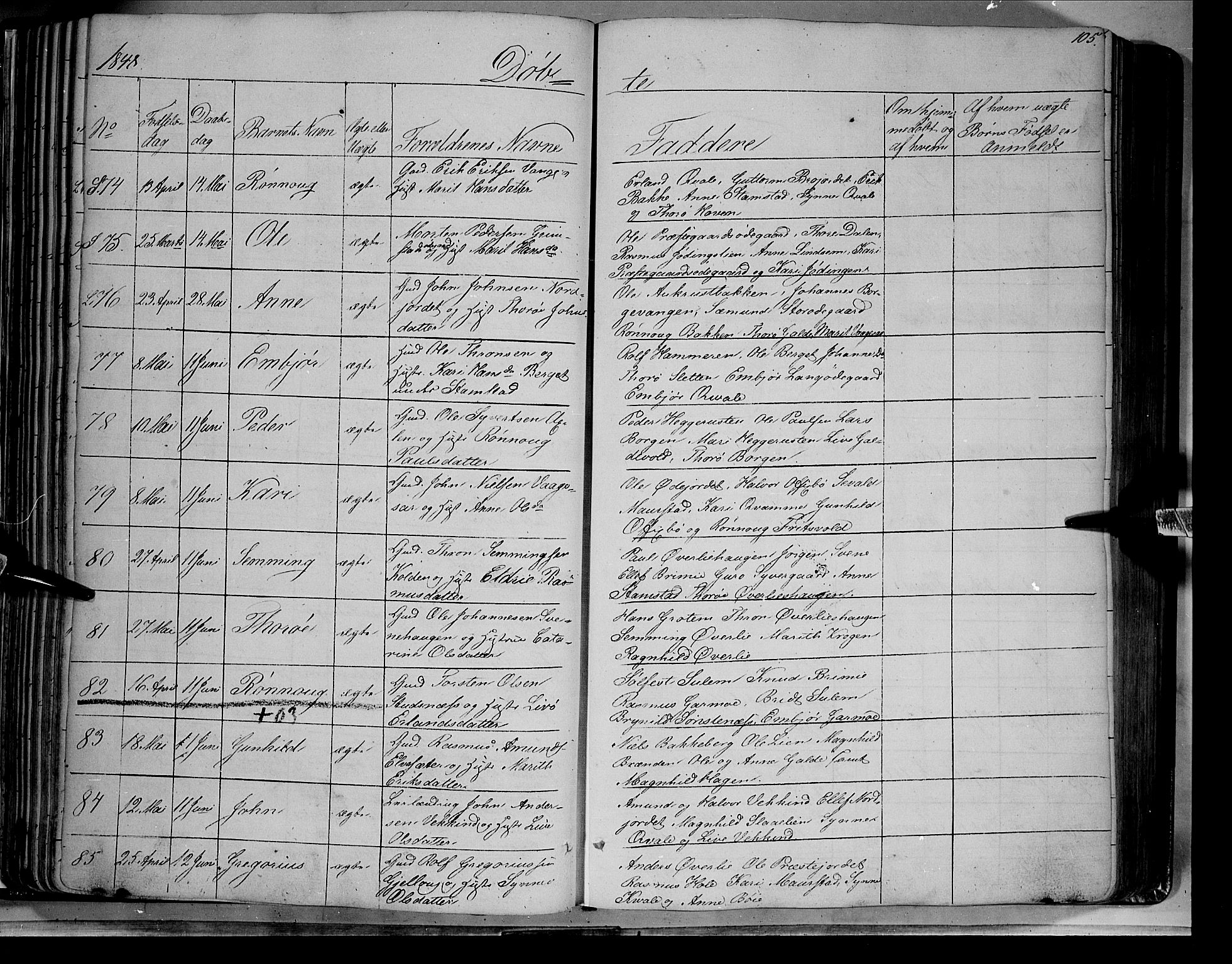 Lom prestekontor, AV/SAH-PREST-070/K/L0006: Ministerialbok nr. 6A, 1837-1863, s. 105