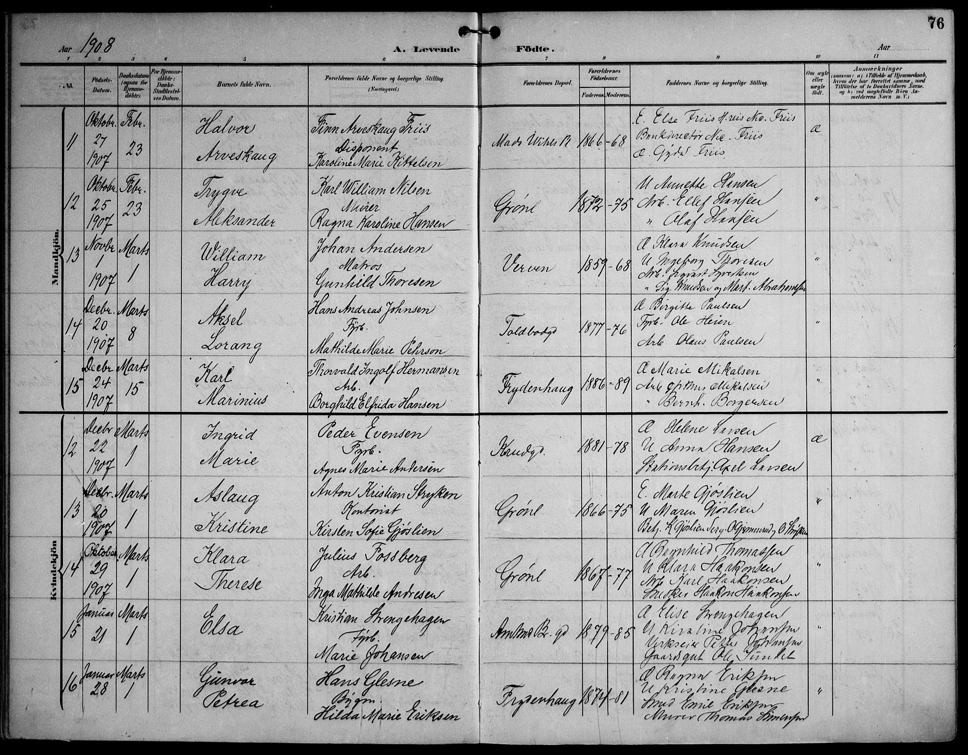 Strømsø kirkebøker, AV/SAKO-A-246/F/Fa/L0026: Ministerialbok nr. I 26, 1905-1914, s. 76