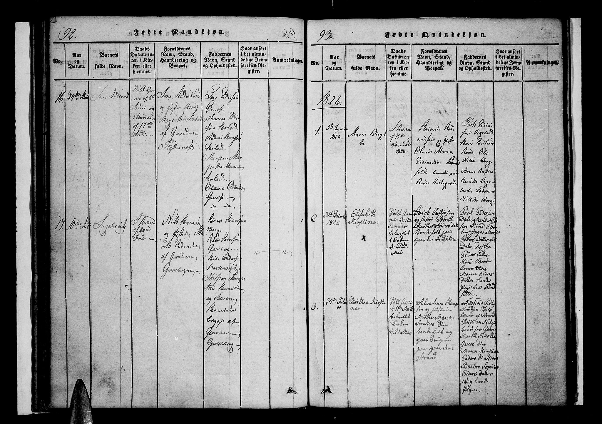Kvæfjord sokneprestkontor, AV/SATØ-S-1323/G/Ga/Gaa/L0002kirke: Ministerialbok nr. 2, 1821-1830, s. 92-93