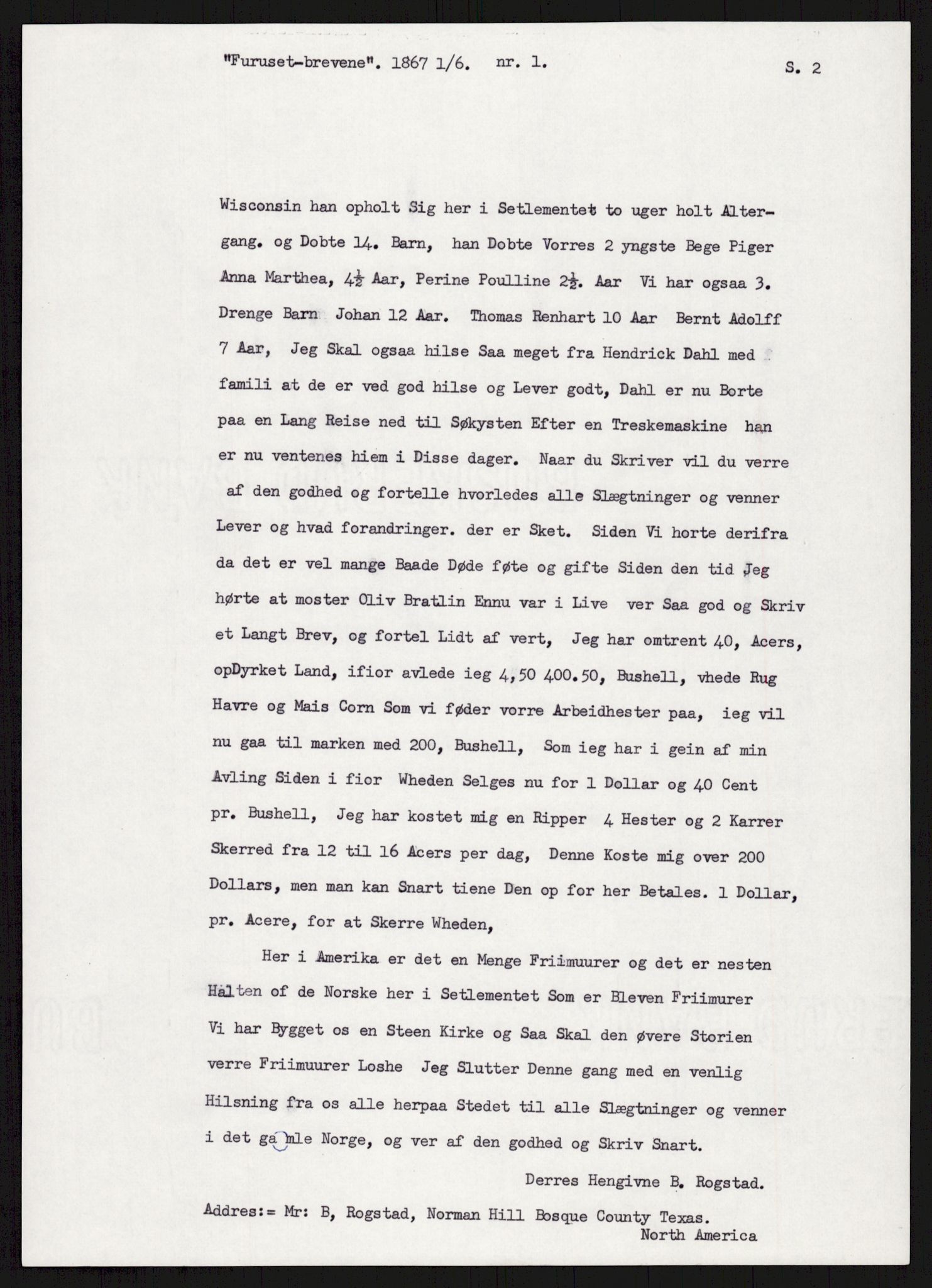 Samlinger til kildeutgivelse, Amerikabrevene, AV/RA-EA-4057/F/L0007: Innlån fra Hedmark: Berg - Furusetbrevene, 1838-1914, s. 439