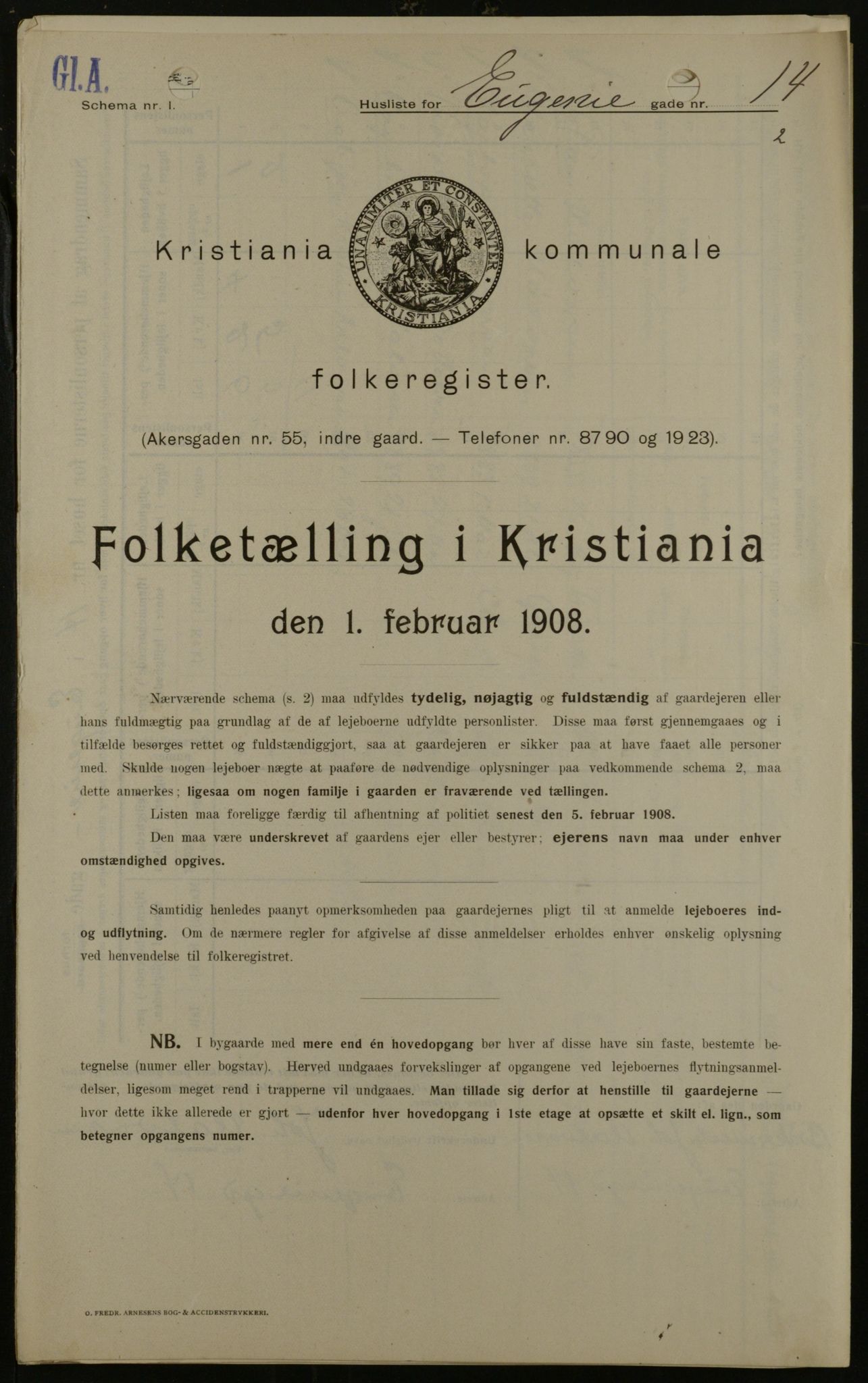 OBA, Kommunal folketelling 1.2.1908 for Kristiania kjøpstad, 1908, s. 20711