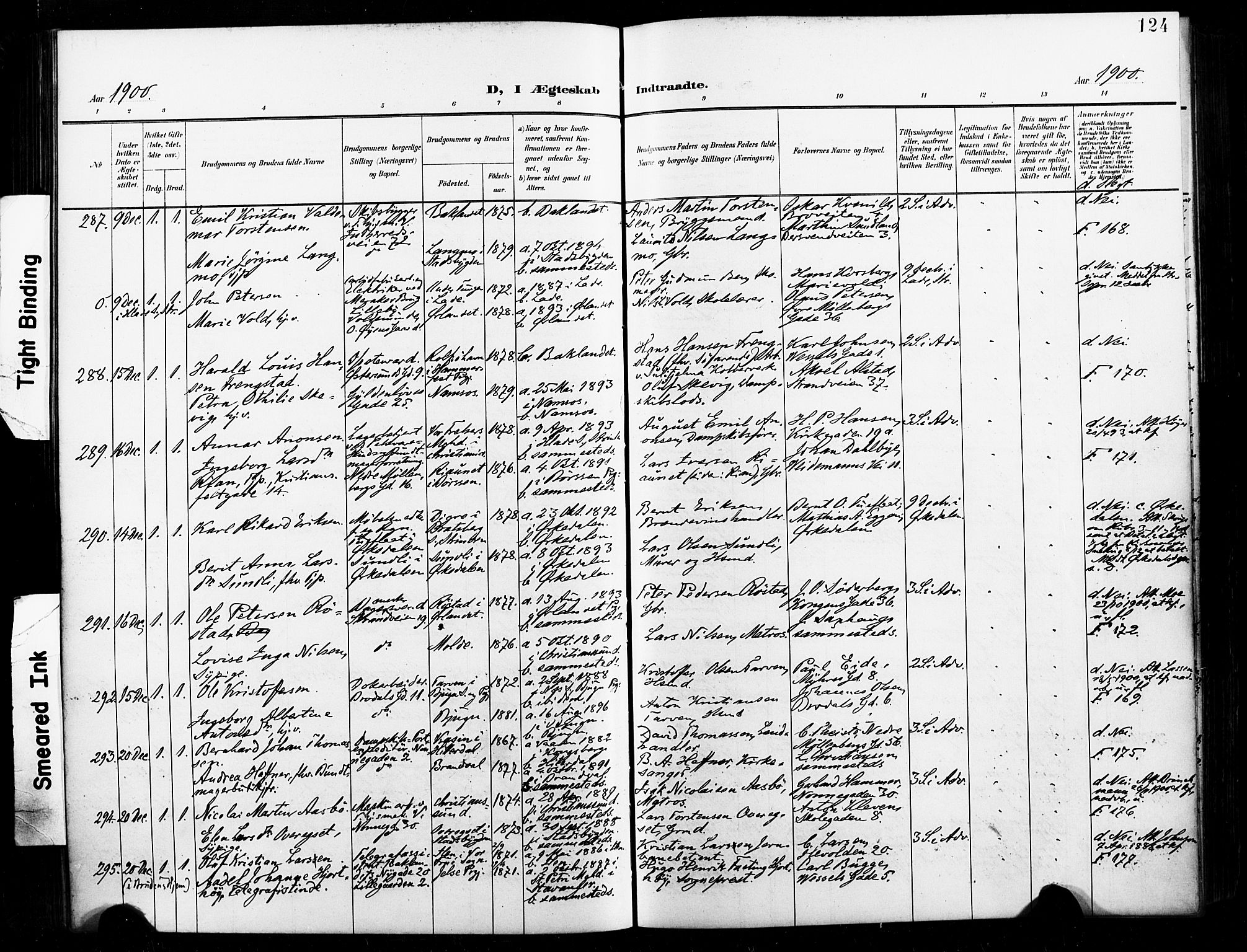 Ministerialprotokoller, klokkerbøker og fødselsregistre - Sør-Trøndelag, SAT/A-1456/604/L0198: Ministerialbok nr. 604A19, 1893-1900, s. 124