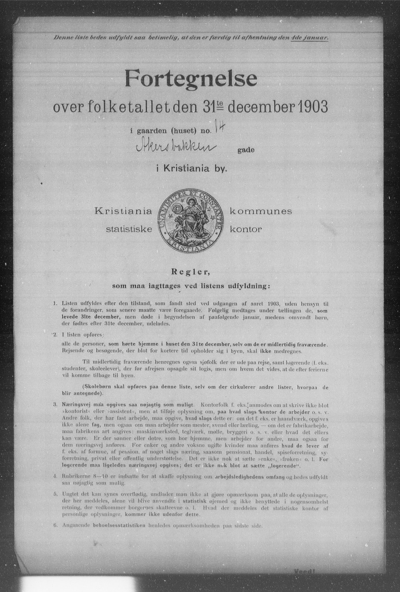 OBA, Kommunal folketelling 31.12.1903 for Kristiania kjøpstad, 1903, s. 21