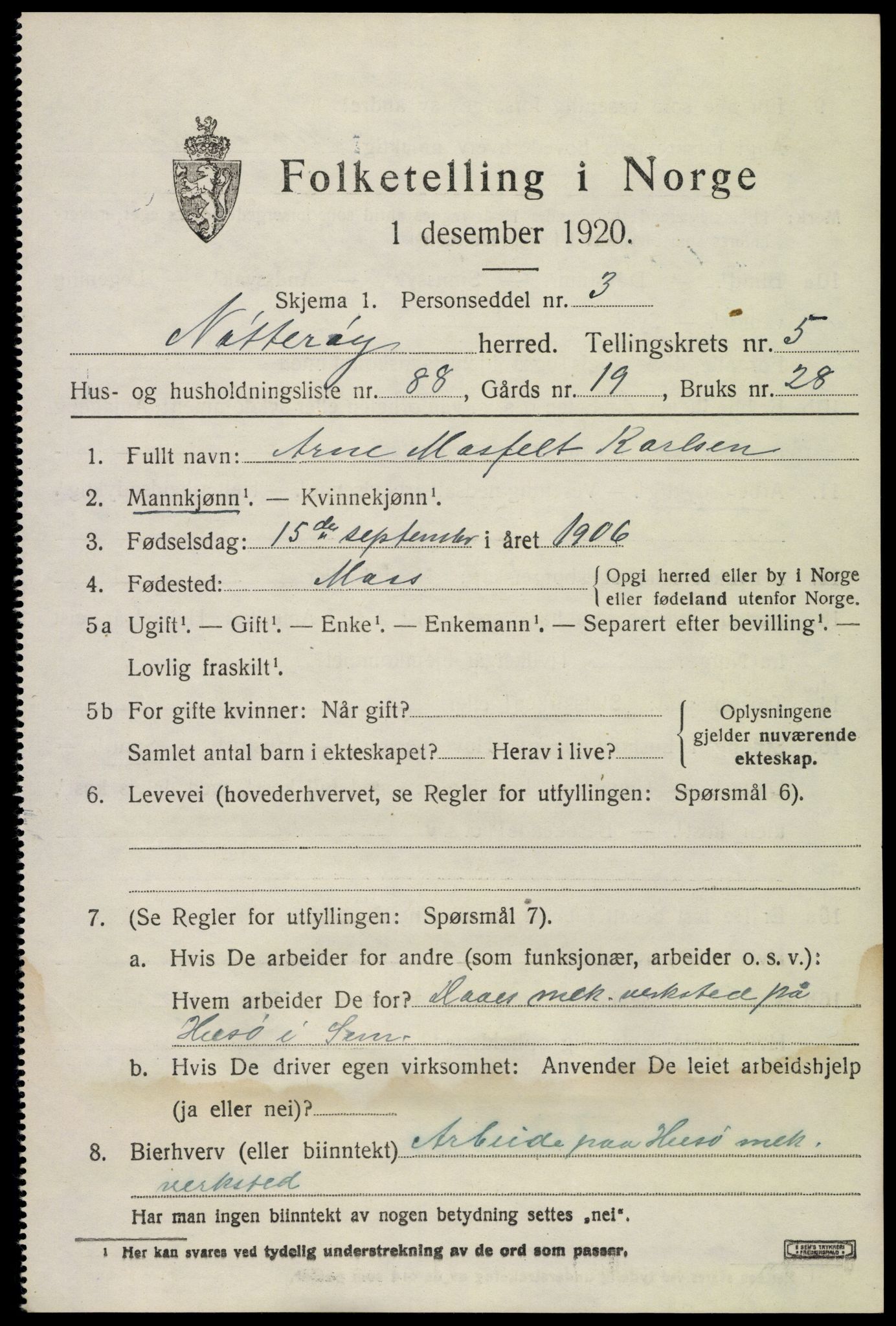SAKO, Folketelling 1920 for 0722 Nøtterøy herred, 1920, s. 8405