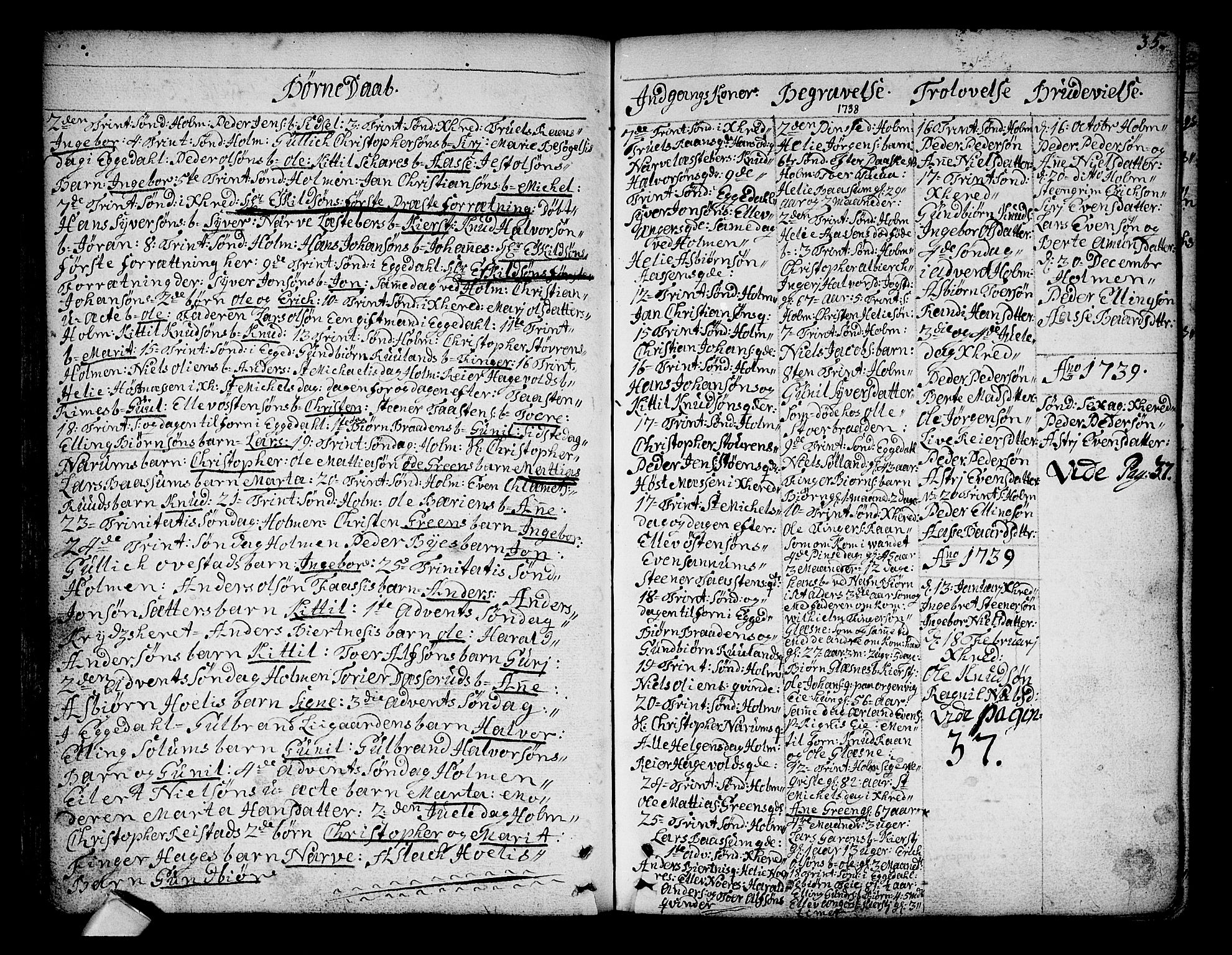Sigdal kirkebøker, AV/SAKO-A-245/F/Fa/L0001: Ministerialbok nr. I 1, 1722-1777, s. 35